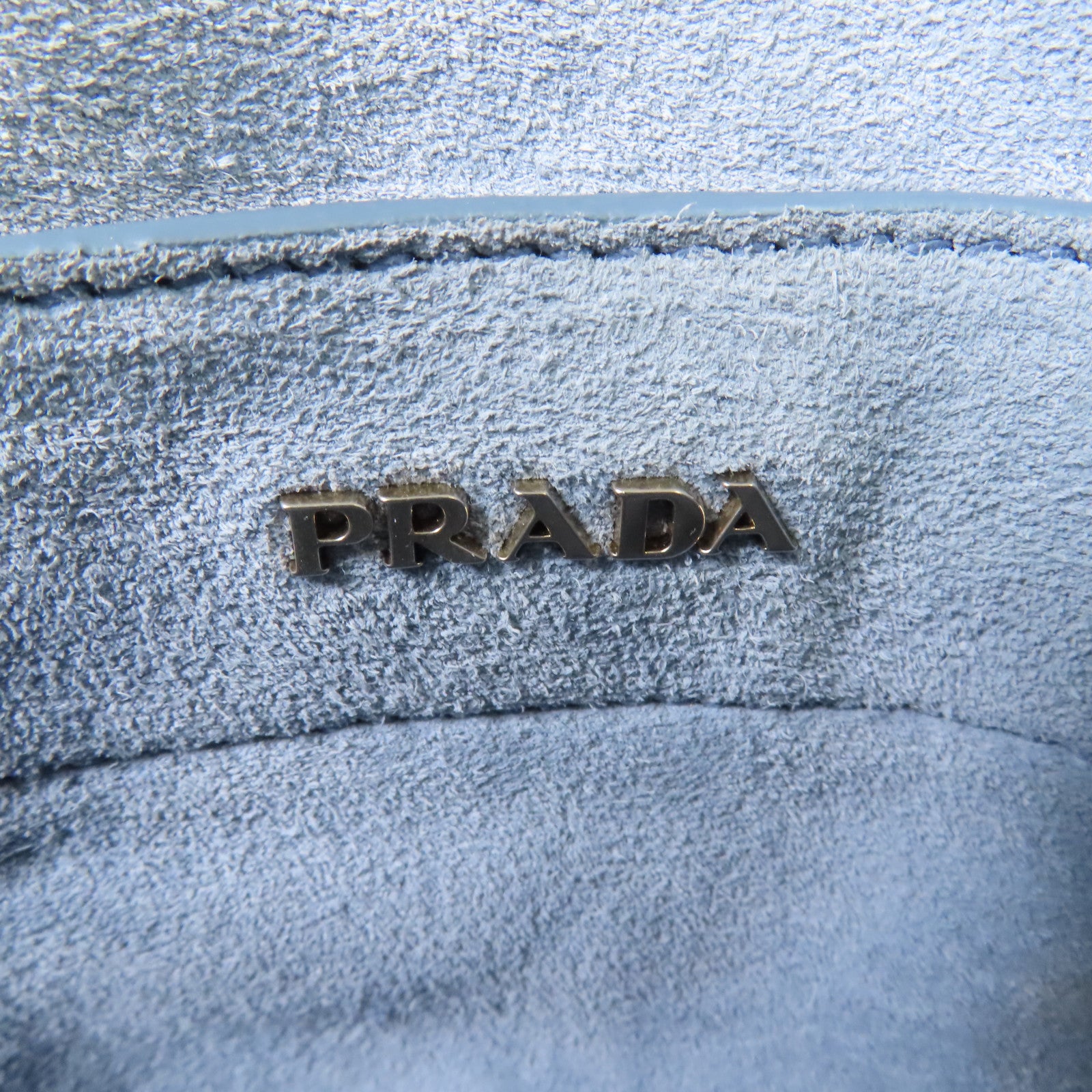 PRADA Glace Calf牛皮皮革/麂皮皮革Tote Bag銀扣肩背袋