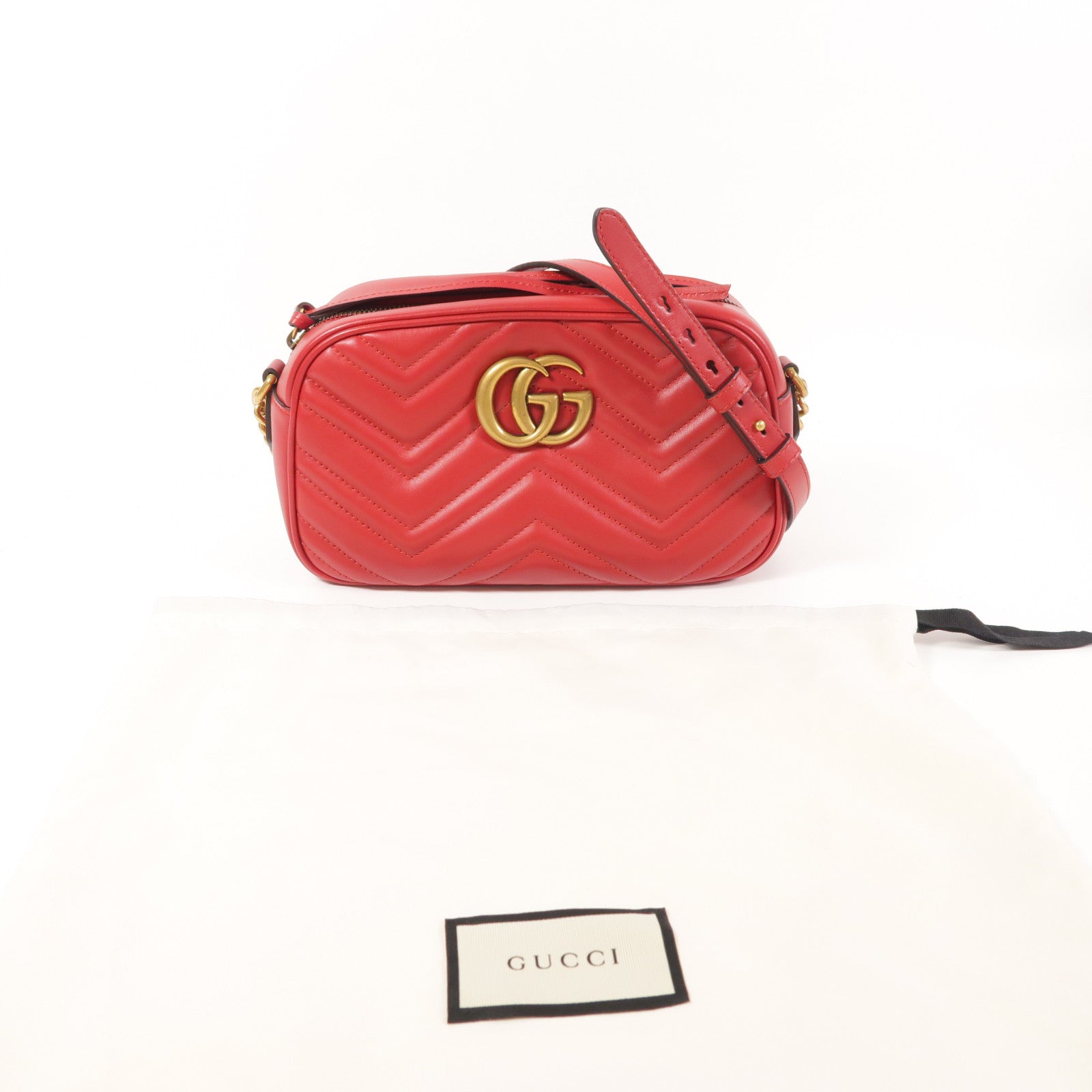GUCCI 牛皮皮革GG Marmont金扣肩背袋