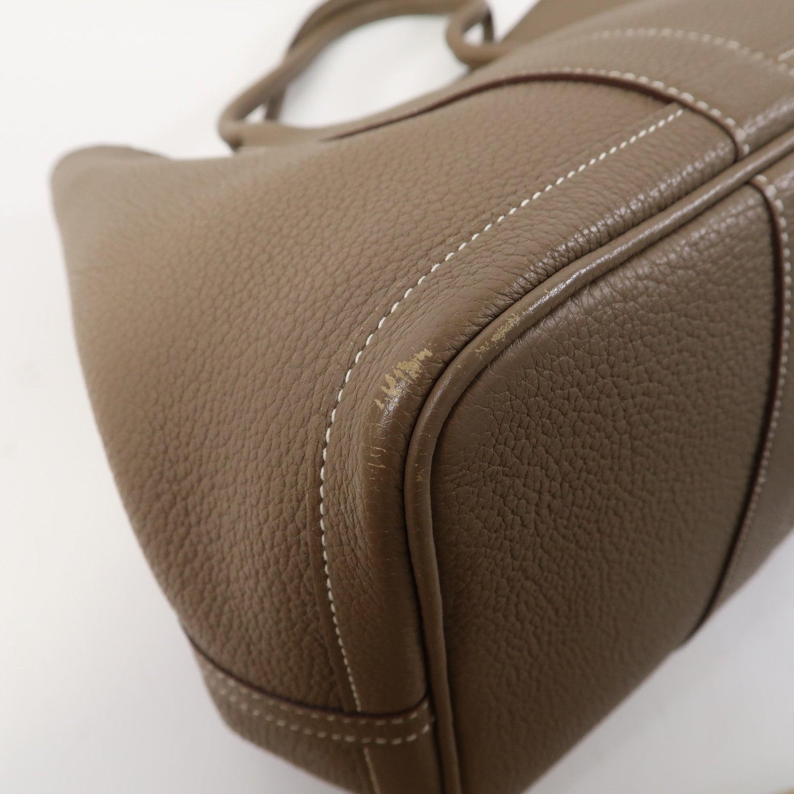 HERMES 【激減優惠】Clemence皮革GardenParty PM銀扣手挽袋大象灰色