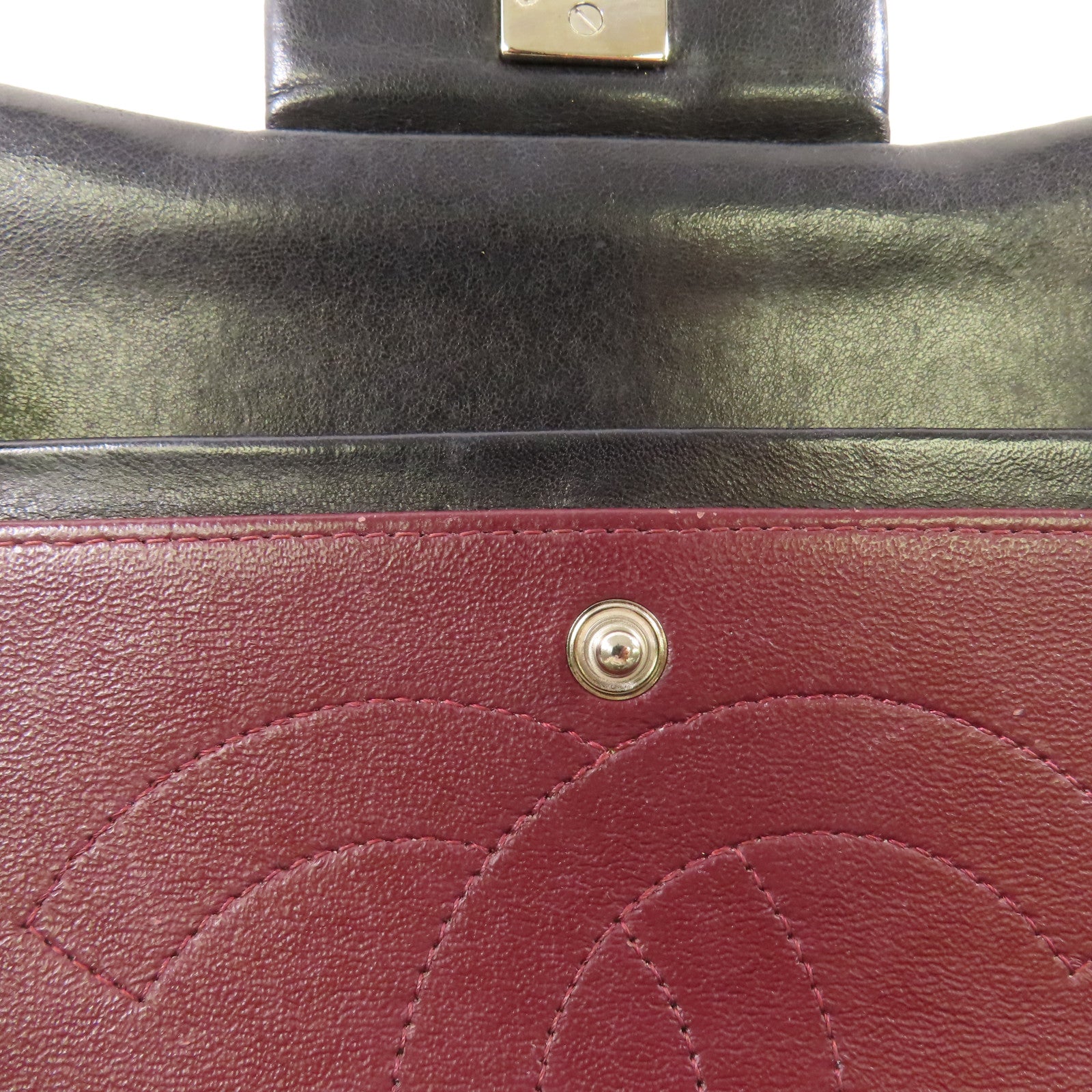 CHANEL 羊皮皮革Large Classic銀扣鏈帶肩背袋