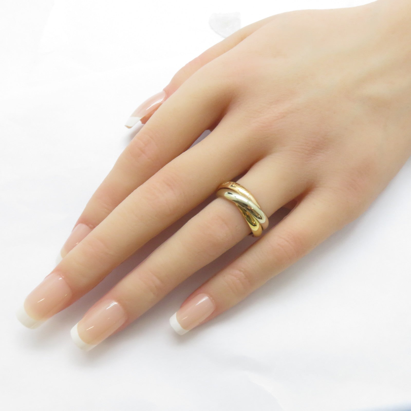 CARTIER 18K黃金/白金/玫瑰金Trinity戒指Cartier#54/US#6.75