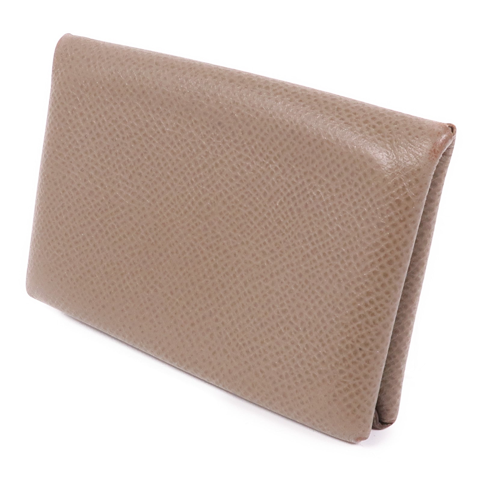 HERMES PHW Calvi Card Holder Card Epsom Leather Etoupe
