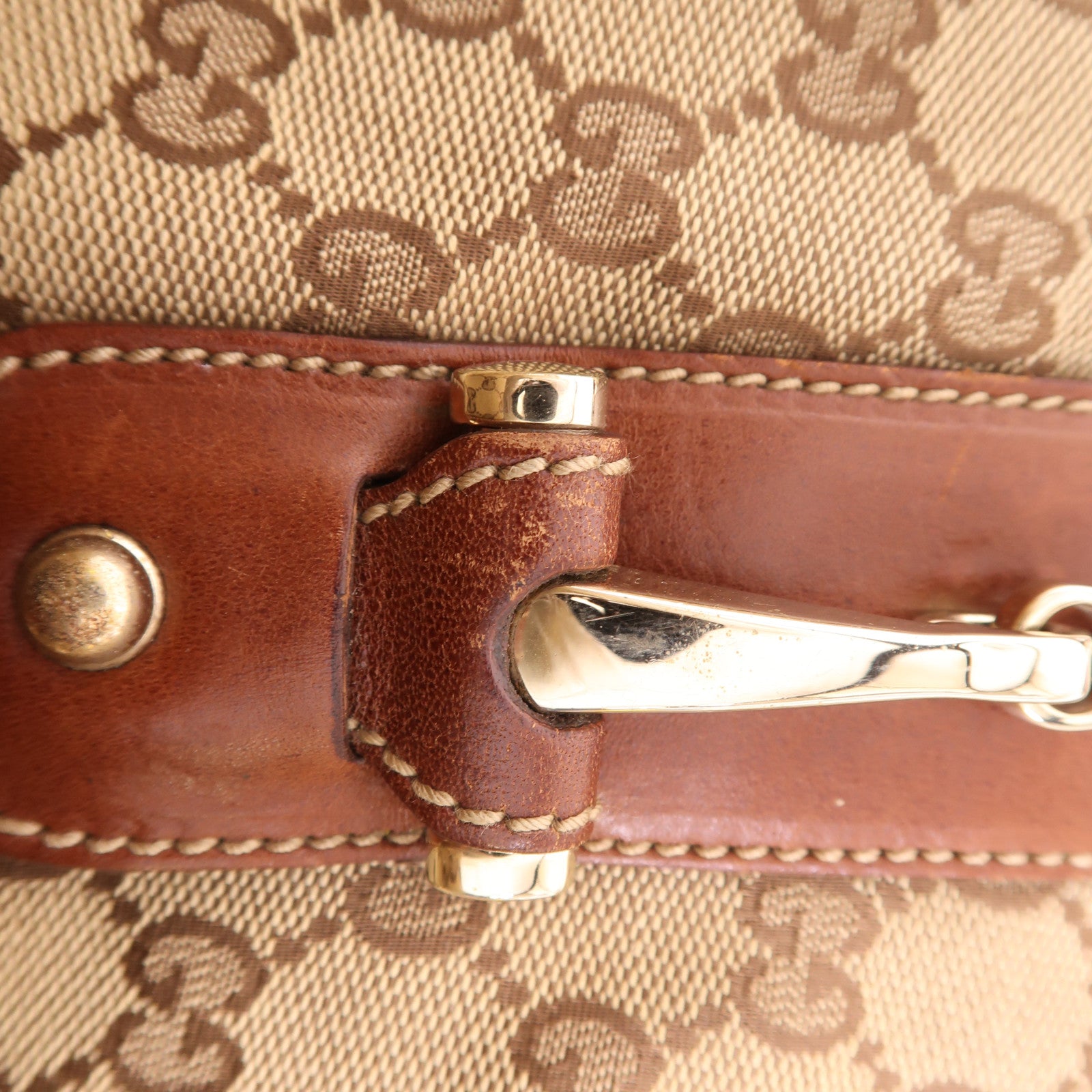 GUCCI 帆布Shoulder Bag金扣肩背袋