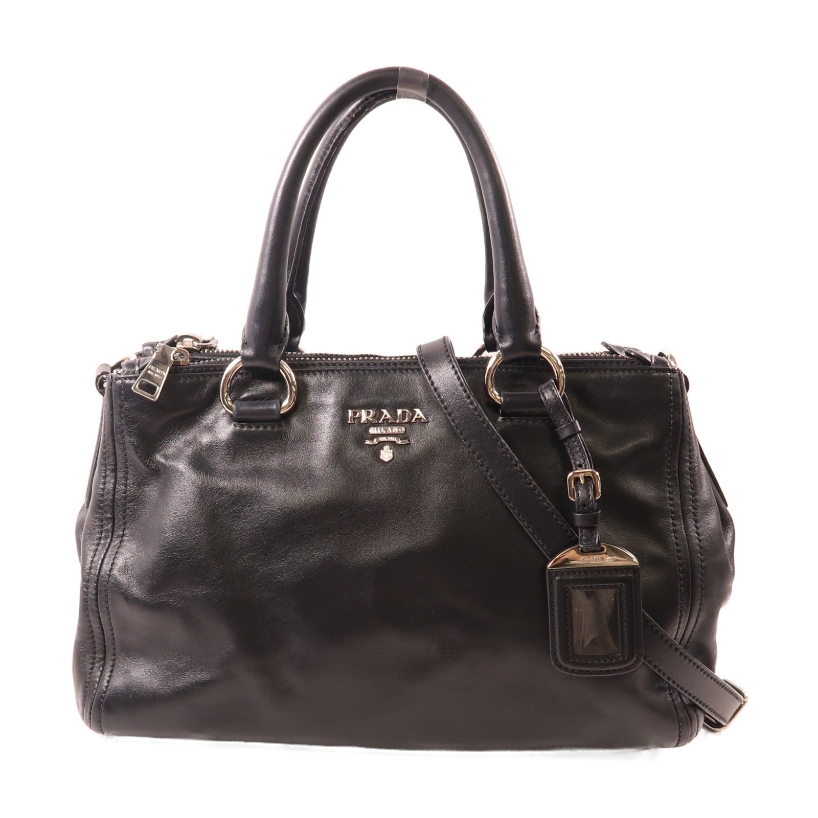 PRADA 牛皮皮革2 Way Shoulder銀扣手挽肩背兩用袋