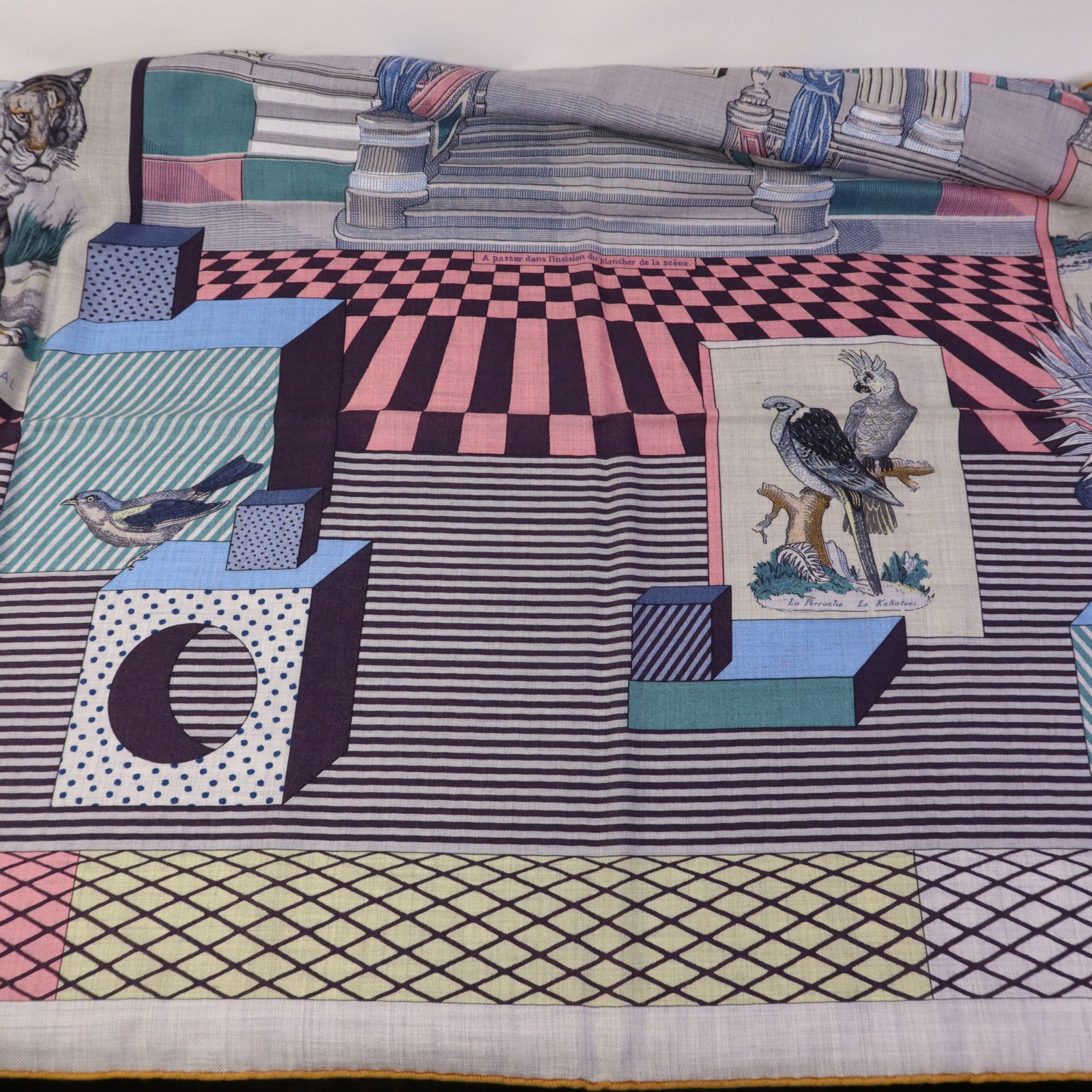 HERMES 羊絨/絲質Scarf 140X140絲巾