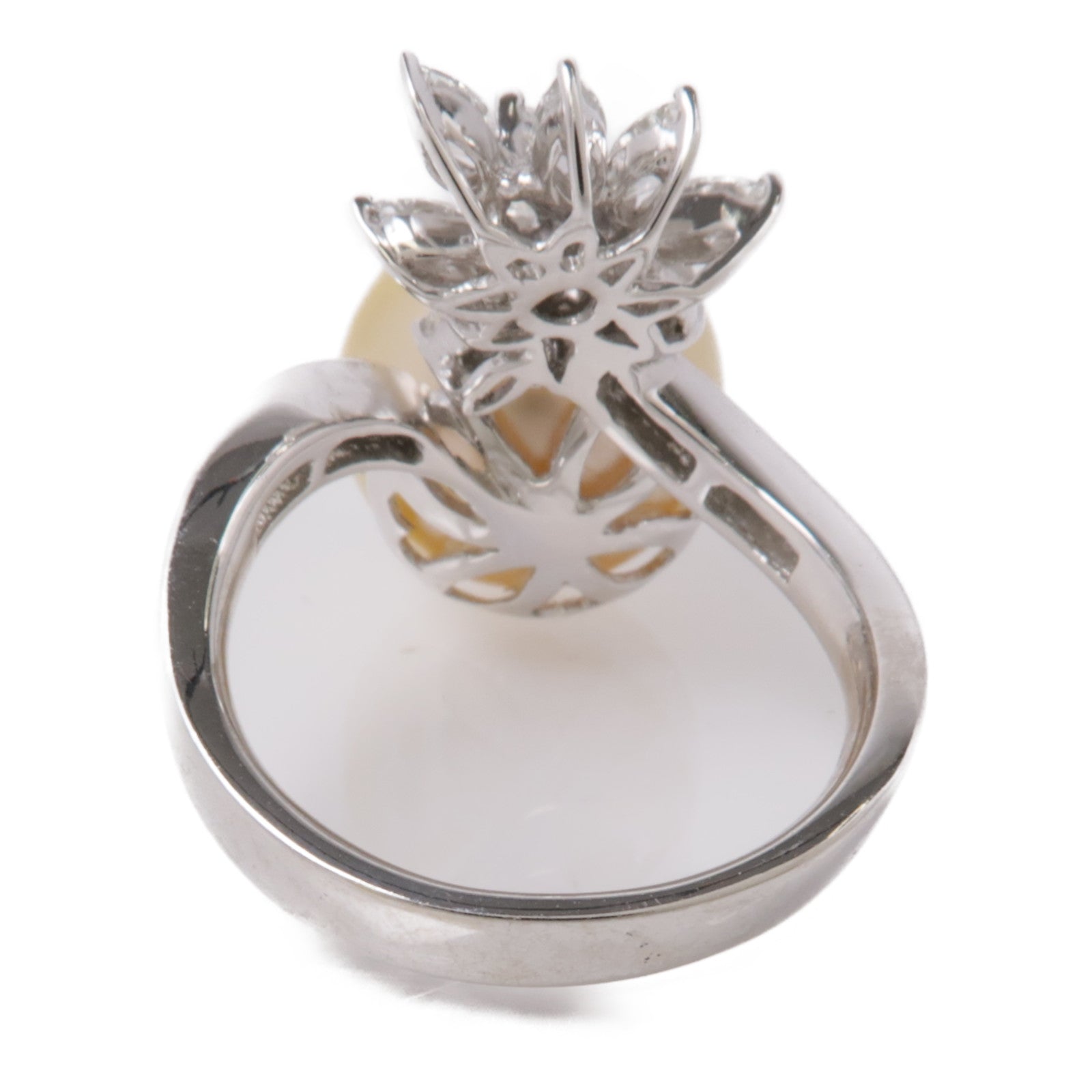 JEWELRY 18K白金Diamond Ring 8.9g珍珠/0.96ct鑽石戒指US#6