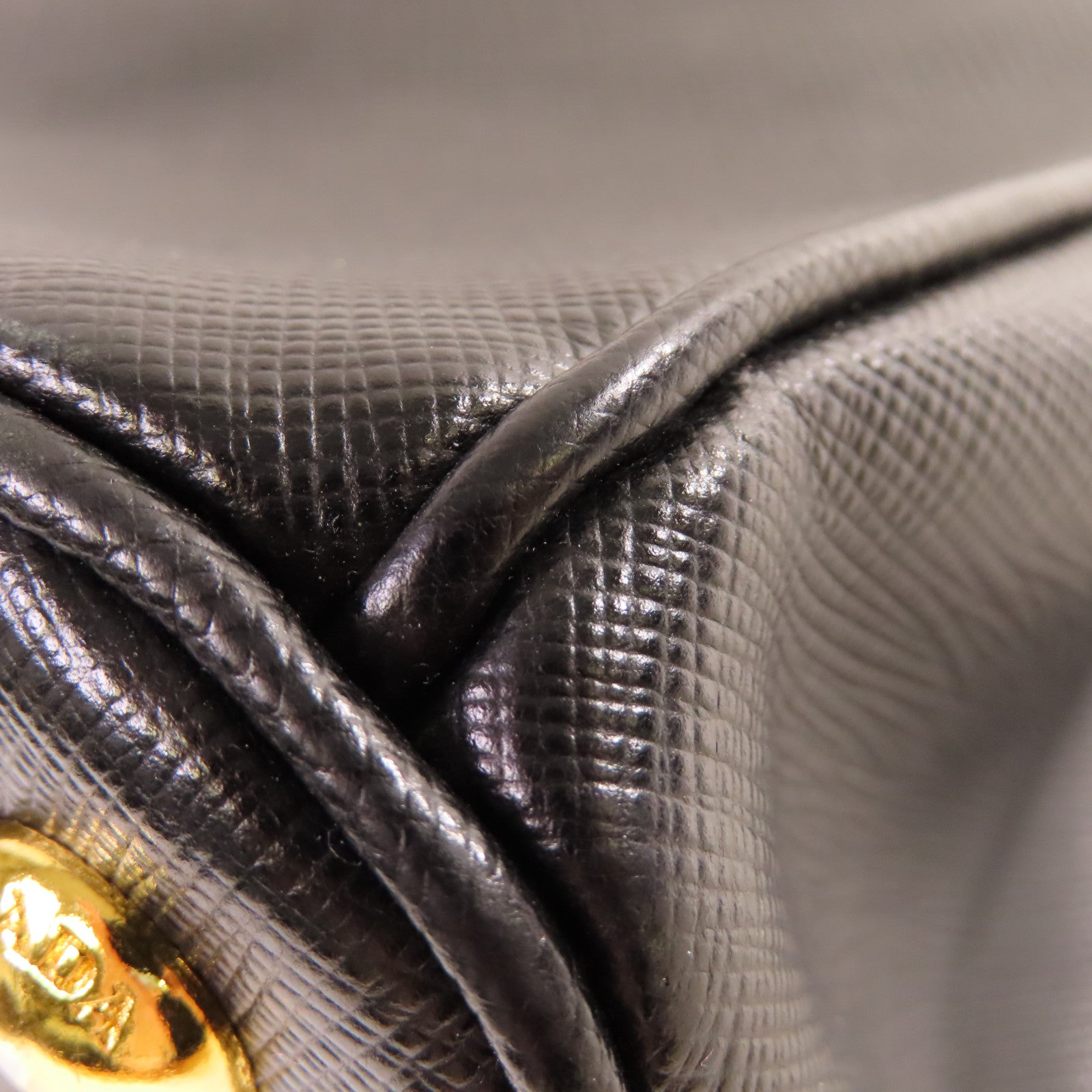 PRADA Saffiano Lux皮革Galleria 2Way Shoulder Bag金扣手挽肩背兩用袋黑色