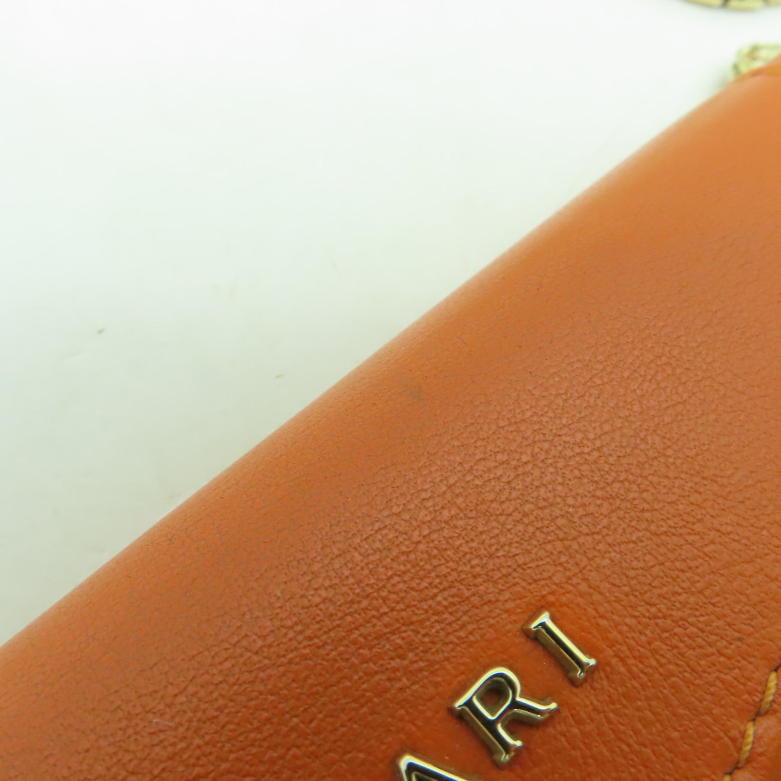 BVLGARI 【清倉大減價】牛皮皮革Chain Shoulder金扣鏈帶肩背袋橙色