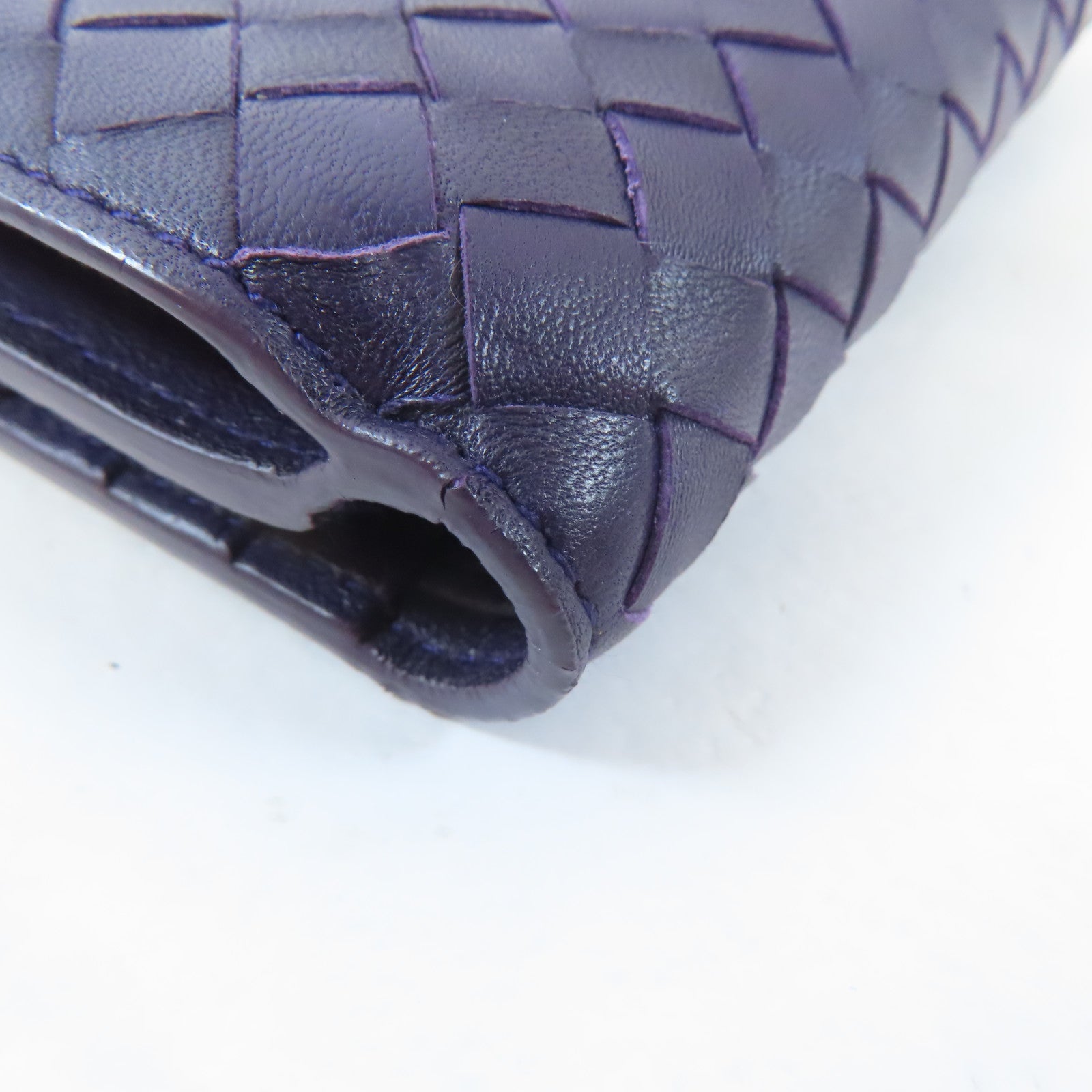 BOTTEGA VENETA 【激減優惠】羊皮皮革Wallet金扣錢包紫色