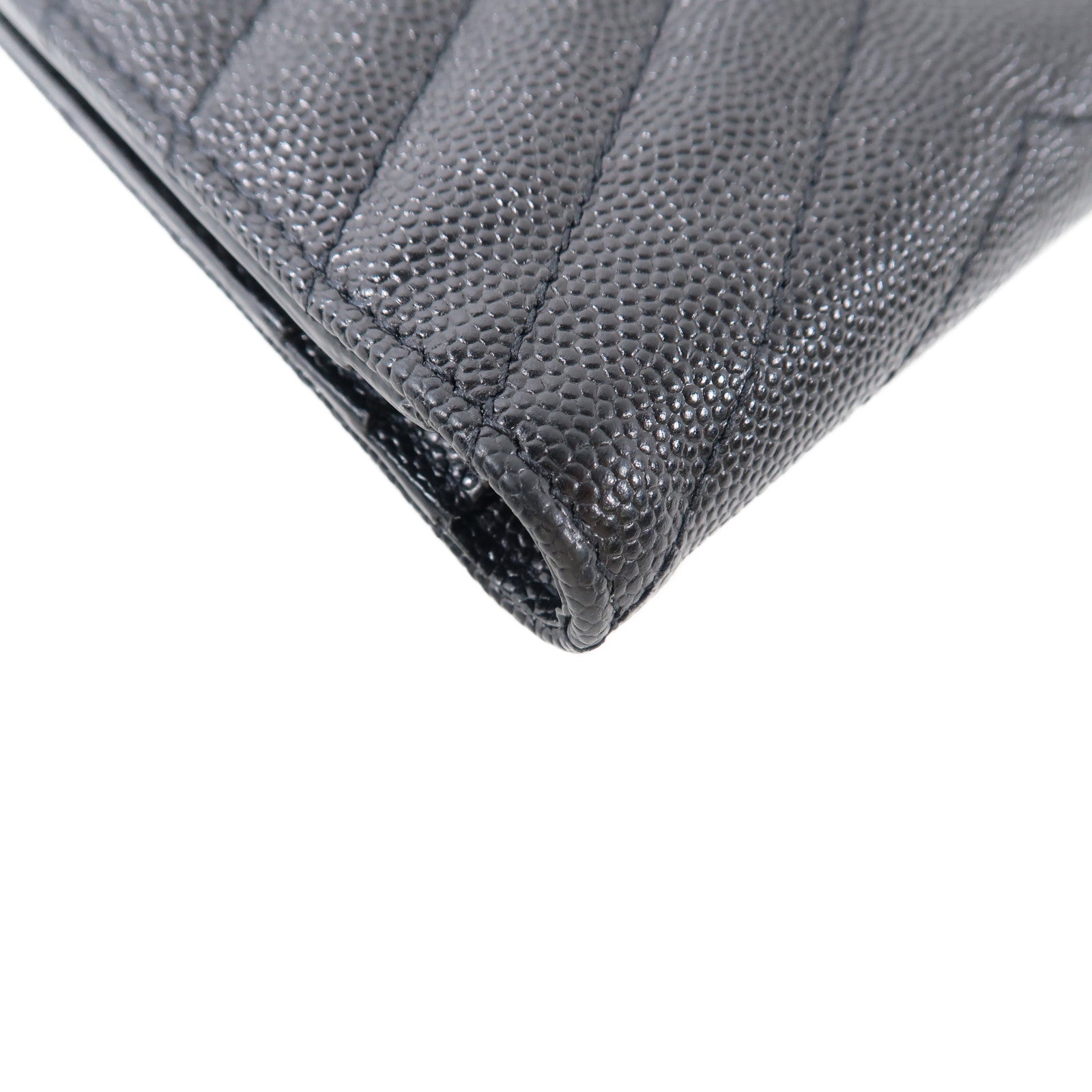 SAINT LAURENT 牛皮皮革Wallet金扣錢包黑色
