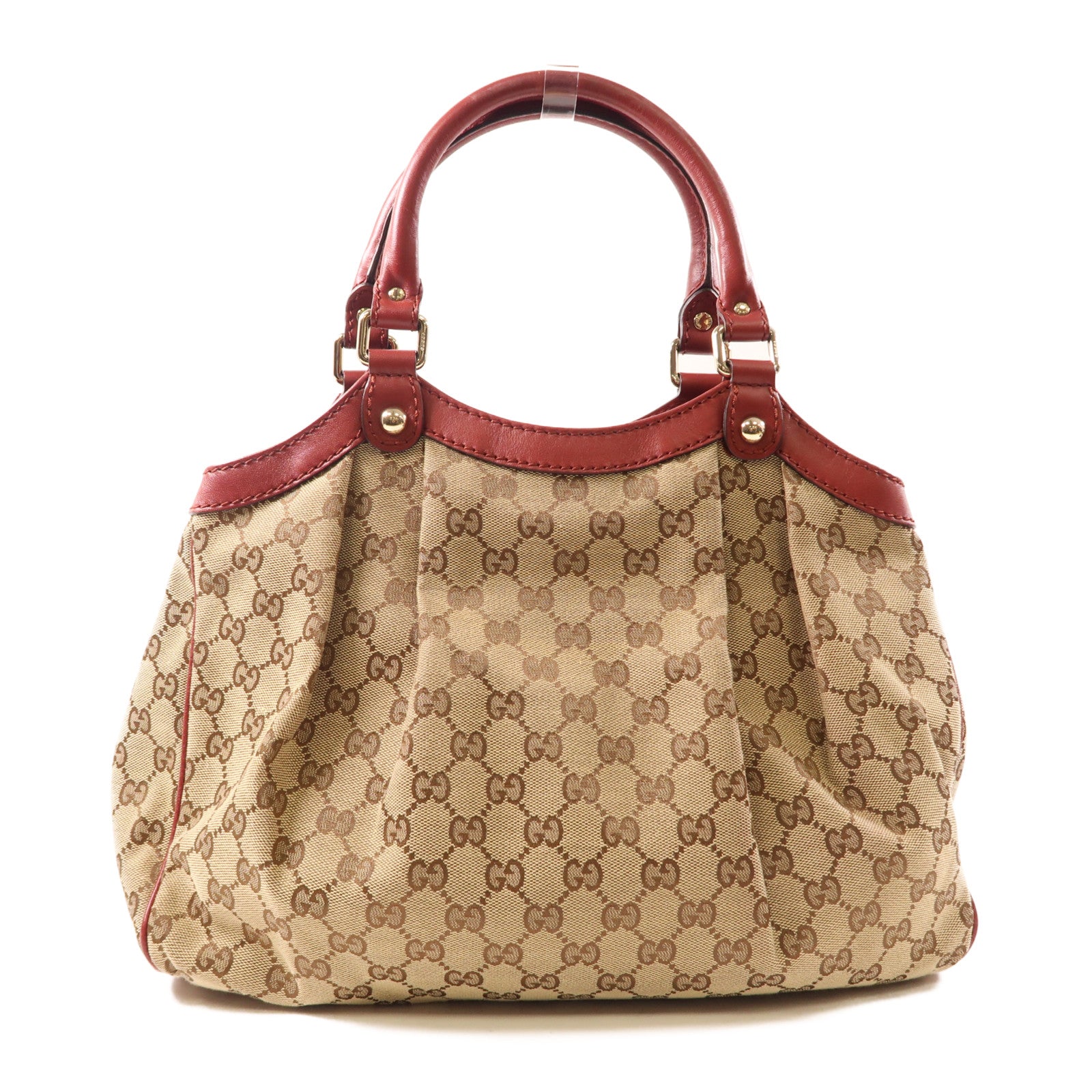 GUCCI 帆布Handbag/Shoulder Bag金扣手挽袋/肩背袋棕色/紅色