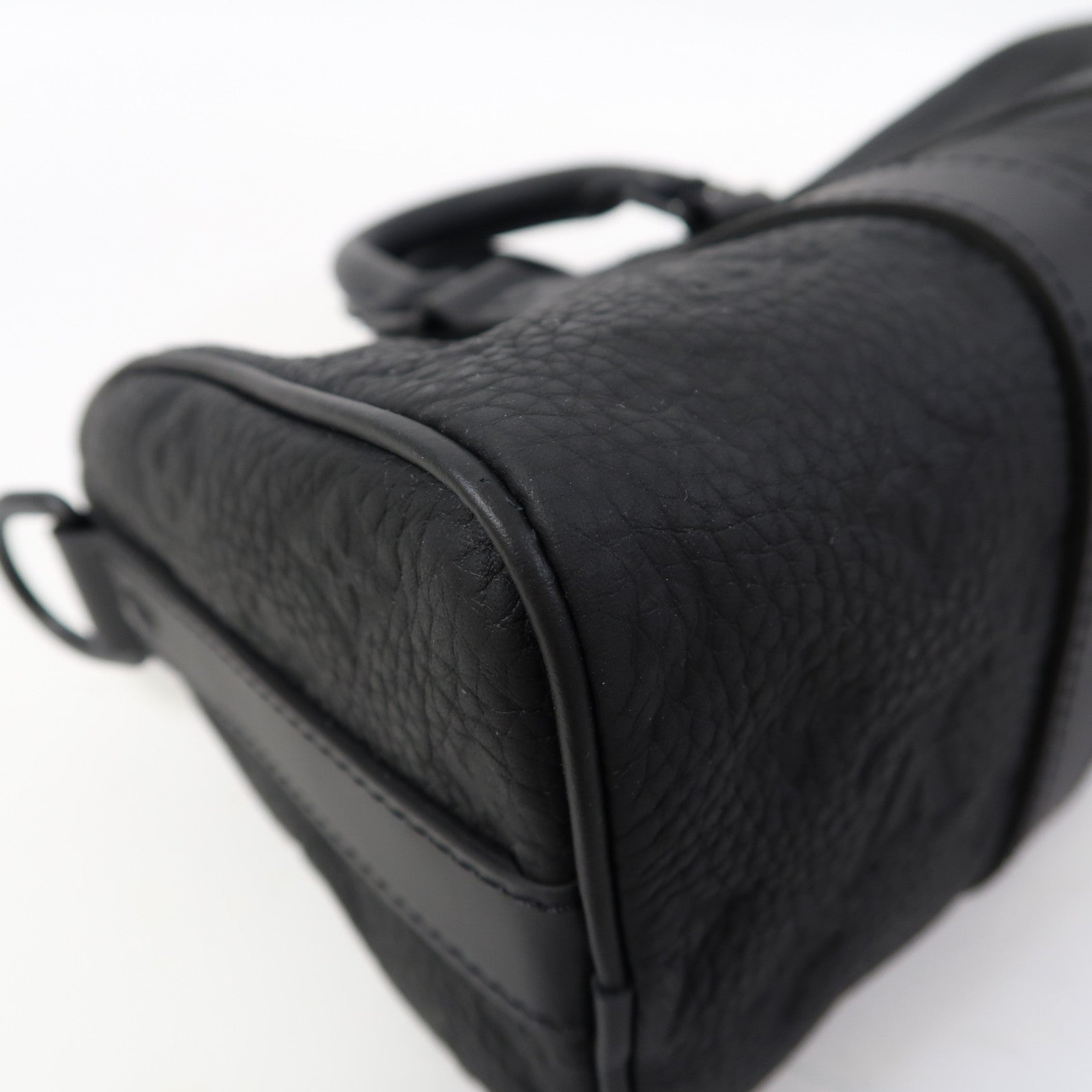 LOUIS VUITTON Monogram Taurillon Leather Keepall Bandoulière 25手挽肩背兩用袋黑色