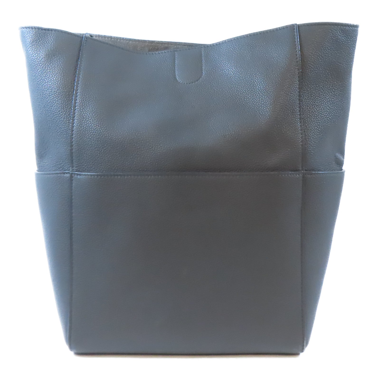 CELINE 牛皮皮革Shoulder Bag金扣肩背袋灰色