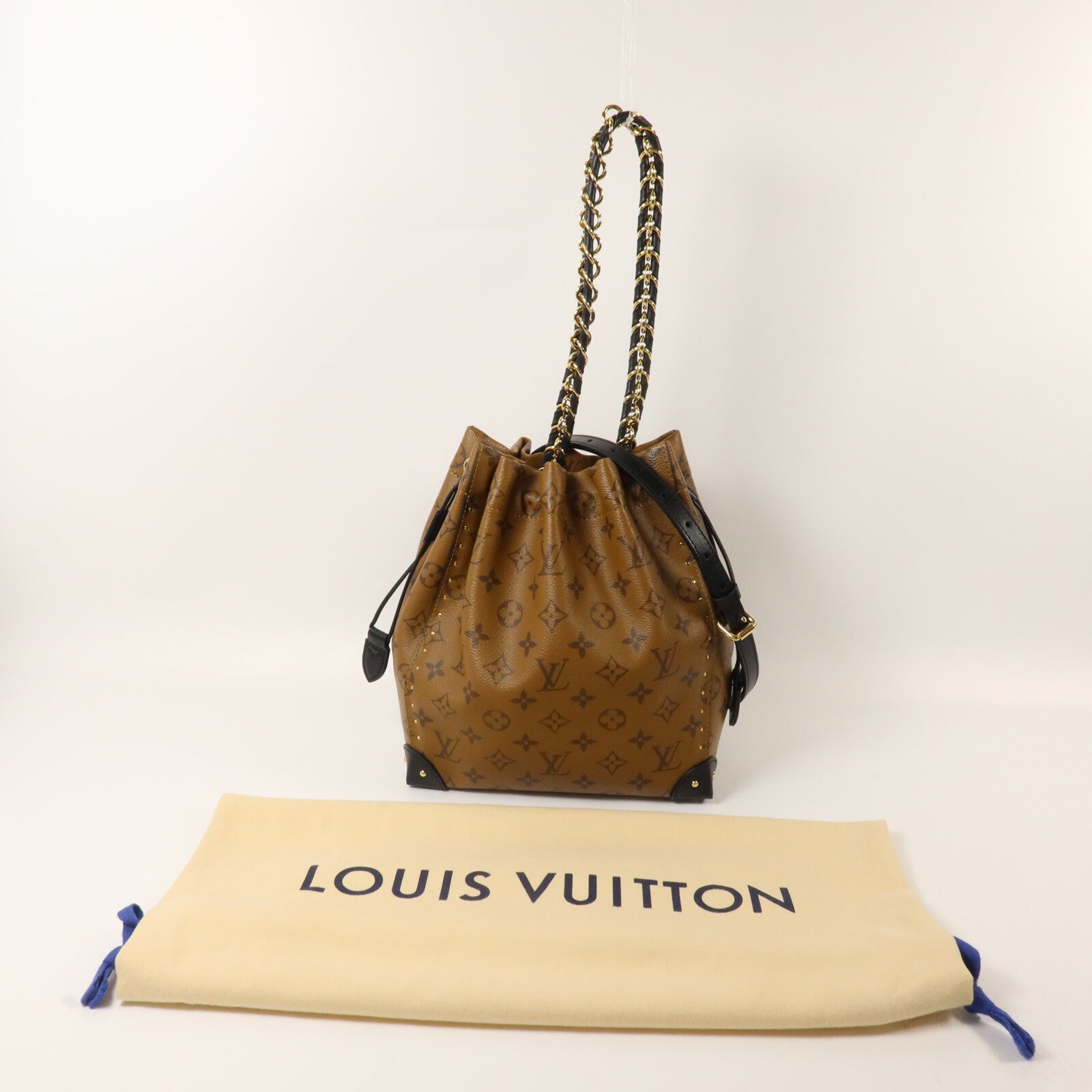 LOUIS VUITTON Monogram Reverse Noe Trunk PM鏈帶手挽肩背兩用袋