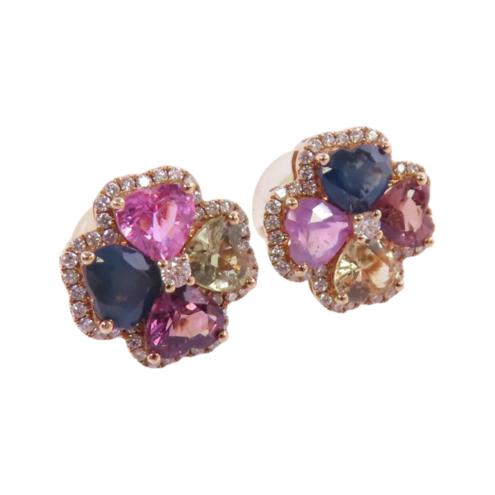 JEWELRY 18K玫瑰金/彩色藍寶石/鑽石Multi Sapphire Diamond Earrings耳環