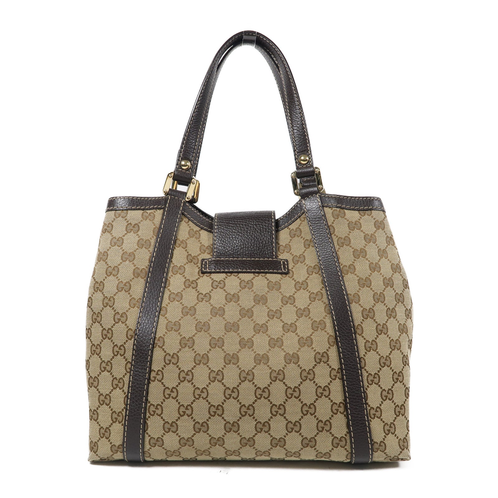 GUCCI 帆布Tote Bag金扣肩背袋啡色