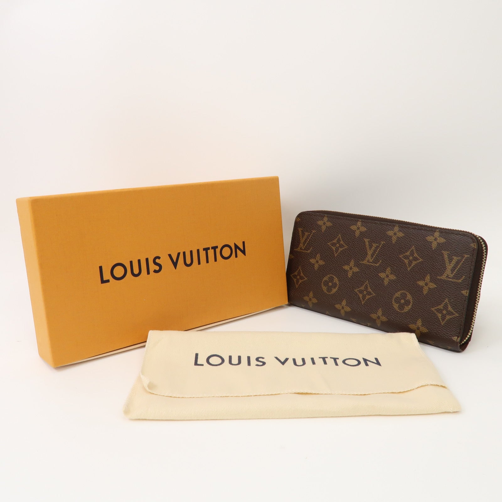 LOUIS VUITTON Monogram Zippy Wallet金扣拉鍊長錢包啡色