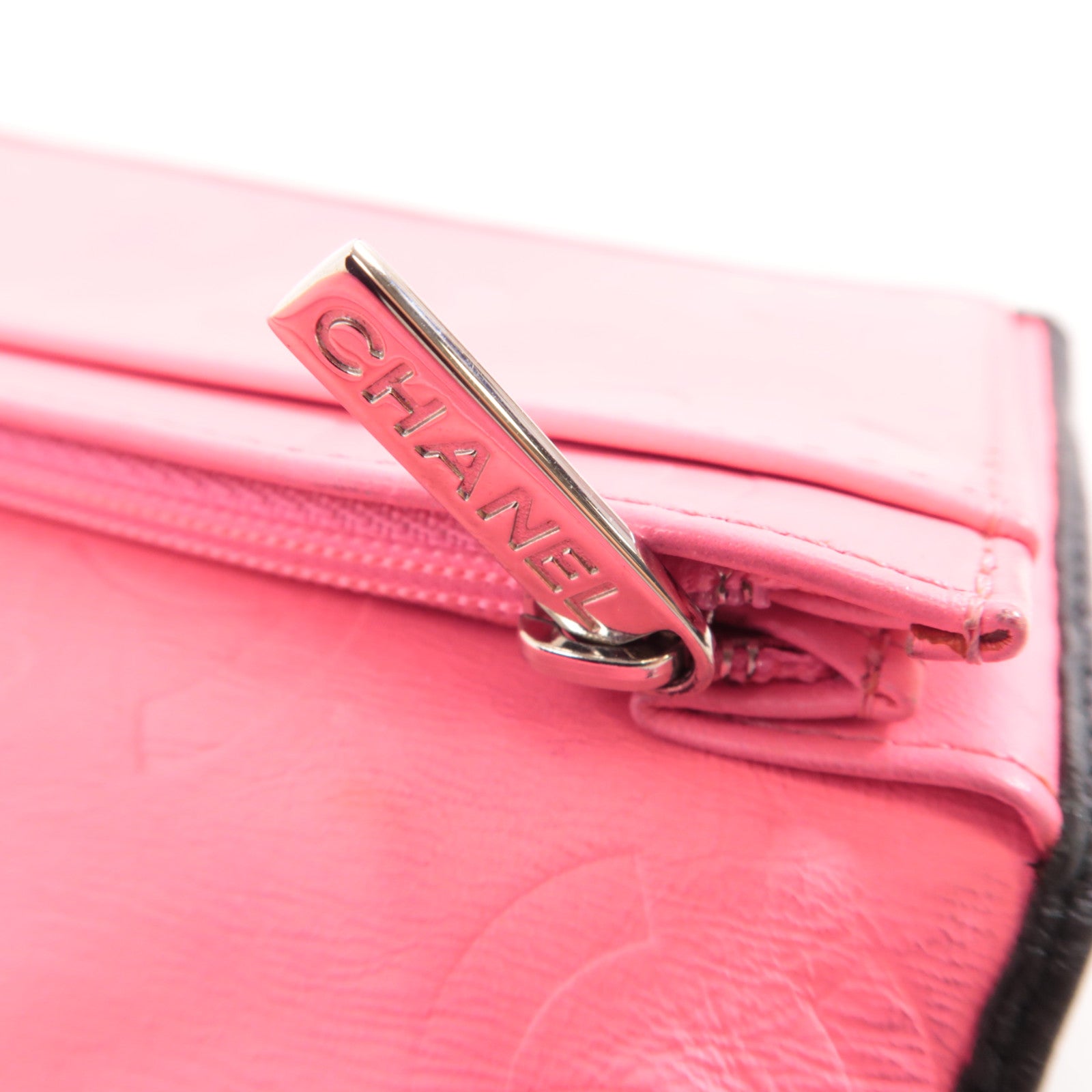 CHANEL 菱格牛皮皮革Cambon Long Wallet銀扣長錢包黑色