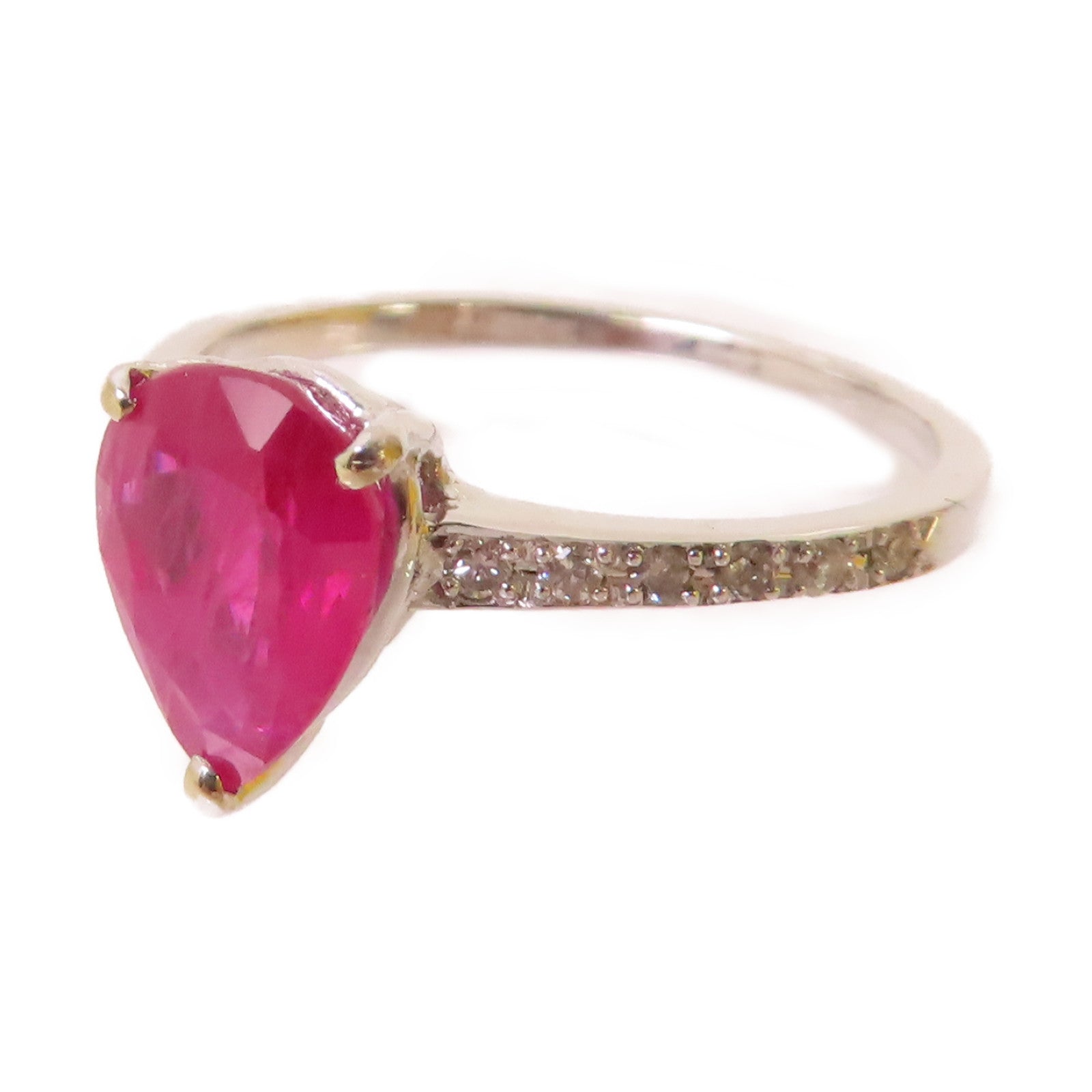 JEWELRY 18K白金/1.430ct紅寶石/0.88ct鑚石Ruby Diamond Ring 戒指US#4.75