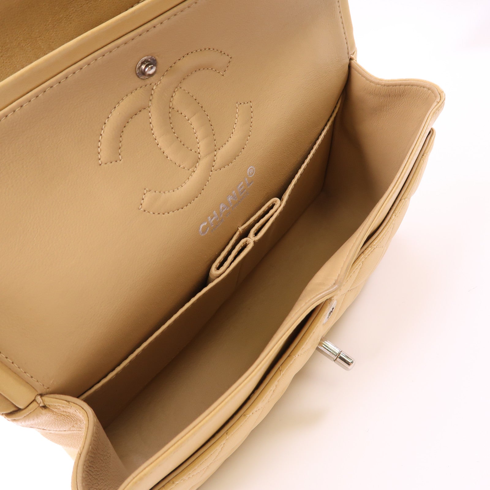 CHANEL 羊皮皮革Vintage Classic 23銀扣鏈帶肩背袋