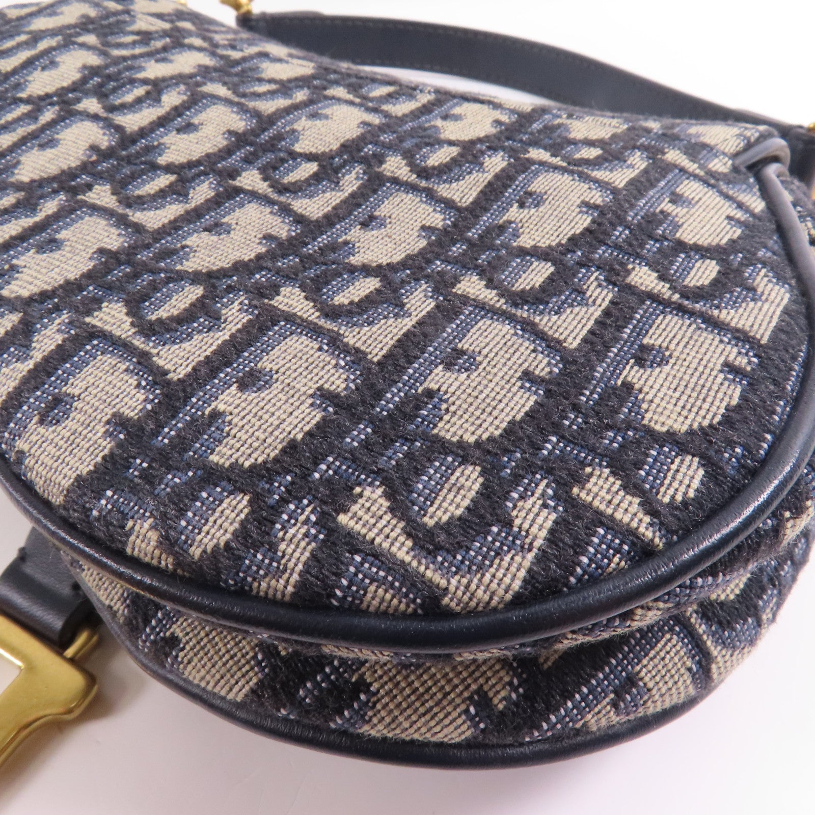 Dior CD GHW Saddle Handbag Canvas Navy/Beige