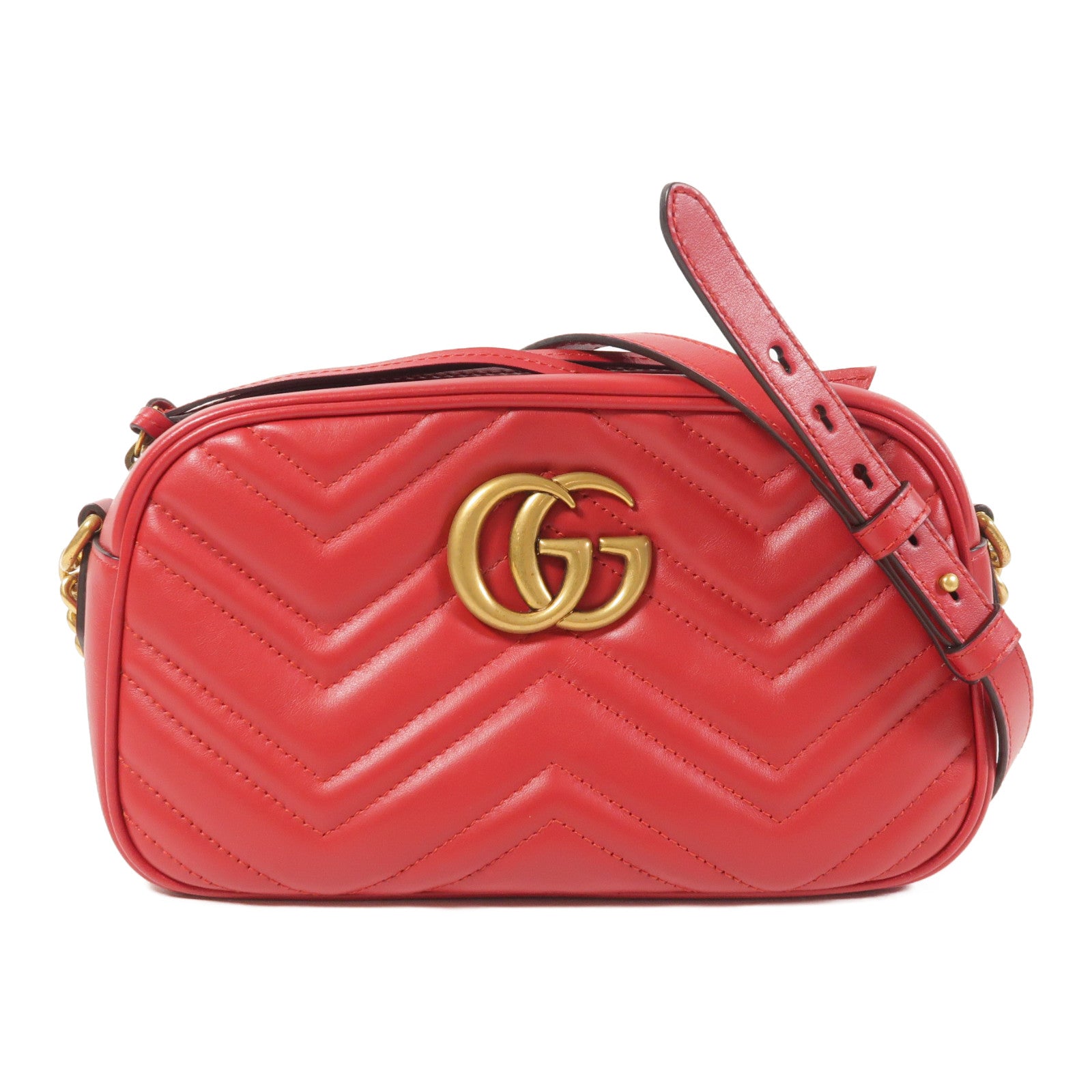 GUCCI 牛皮皮革GG Marmont金扣肩背袋