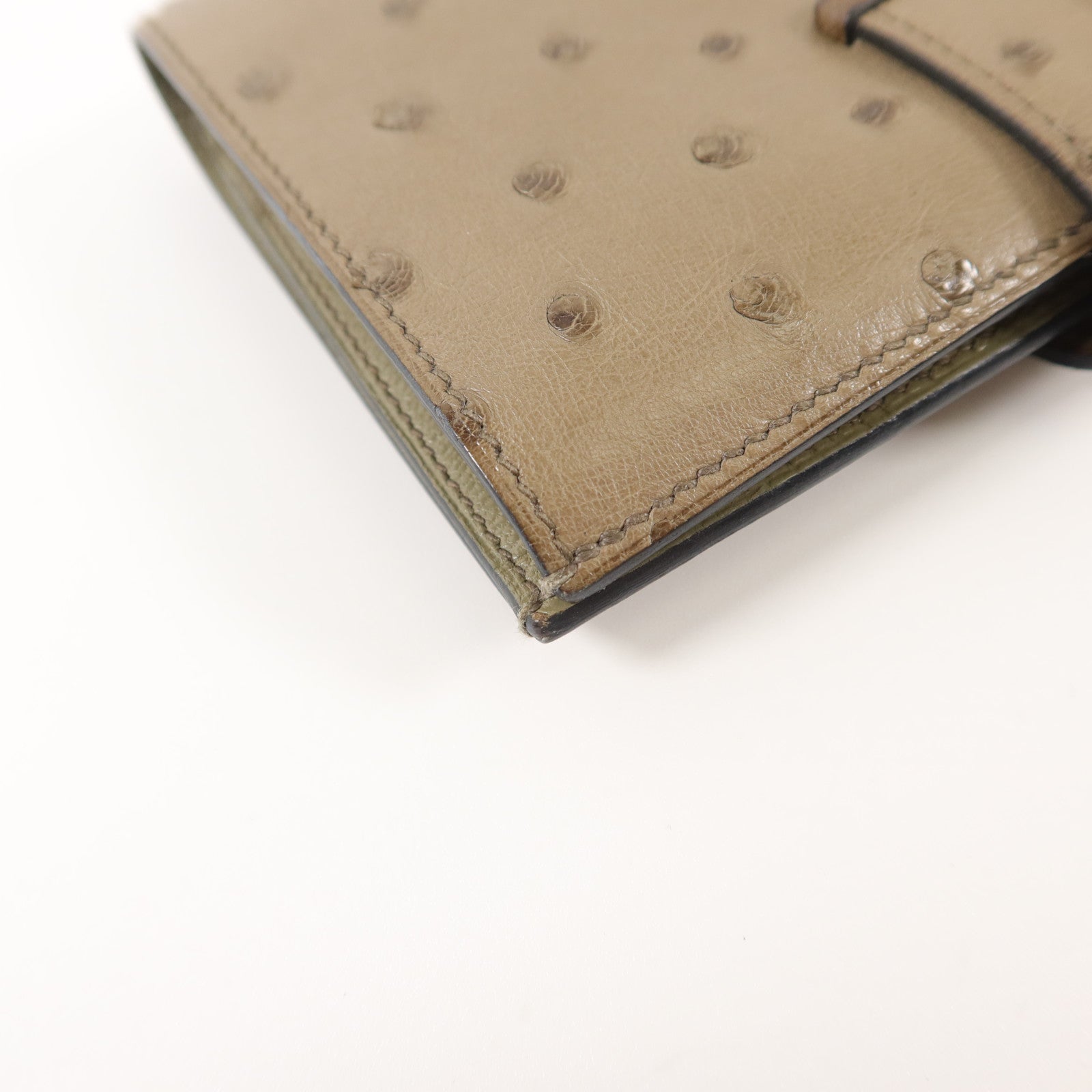 HERMES 鴕鳥皮革Bearn Bifold Wallet錢包Mousse