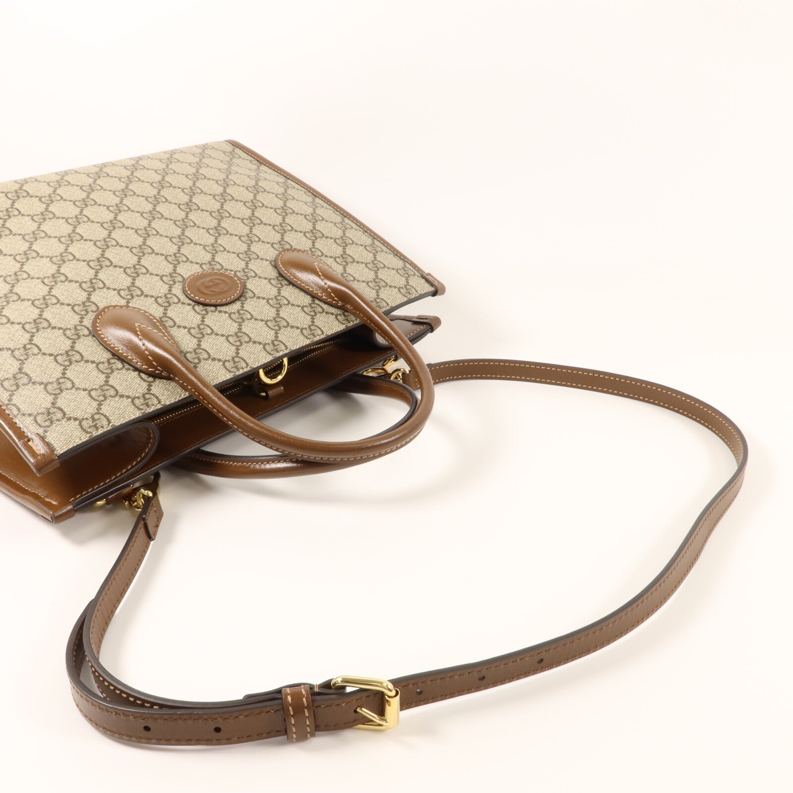 GUCCI 塗層帆布Interlocking G手挽肩背兩用袋