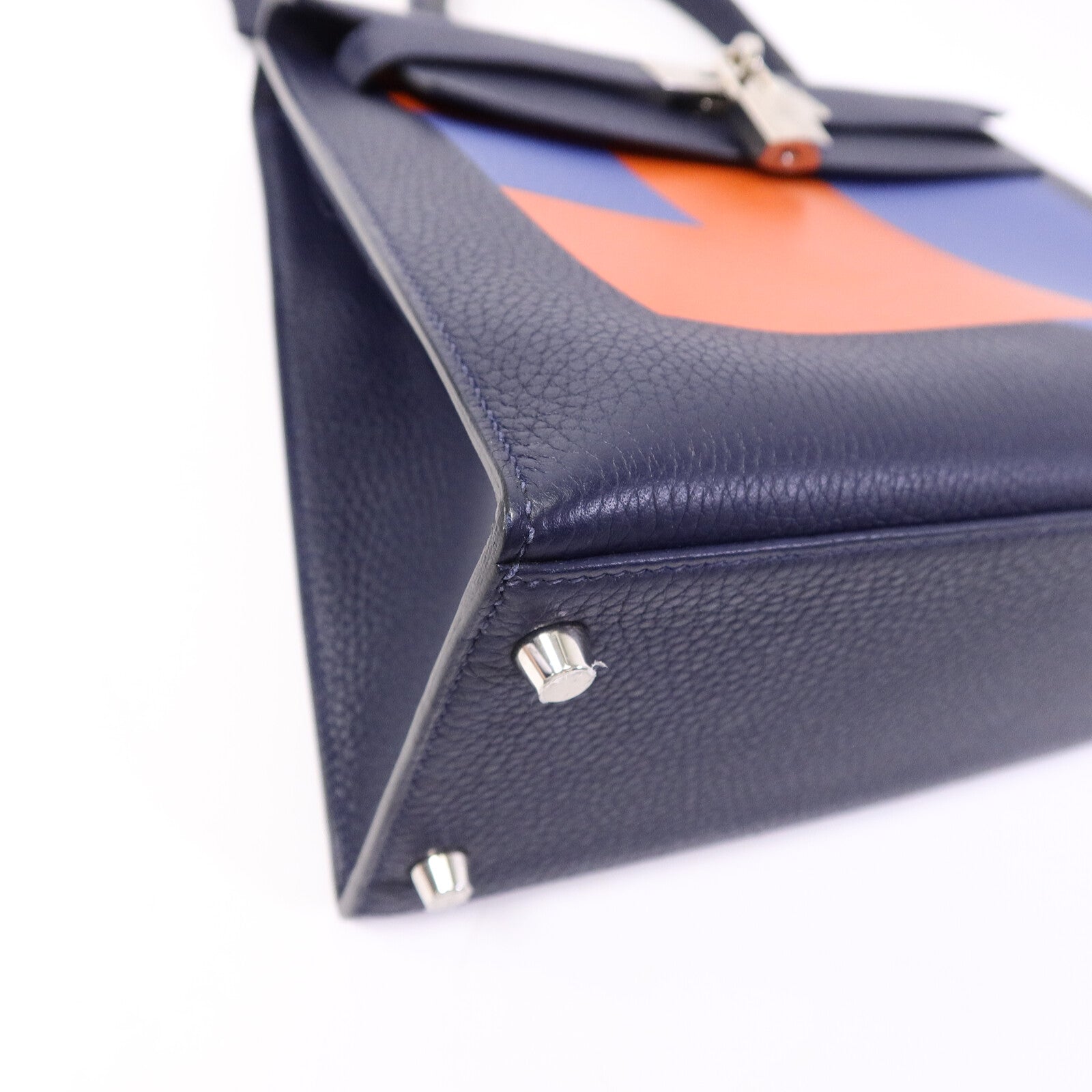 HERMES Clémence/Tadelakt皮革Kelly 28手挽肩背兩用袋Bleu Nuit/Bleu Brighton/Capucine