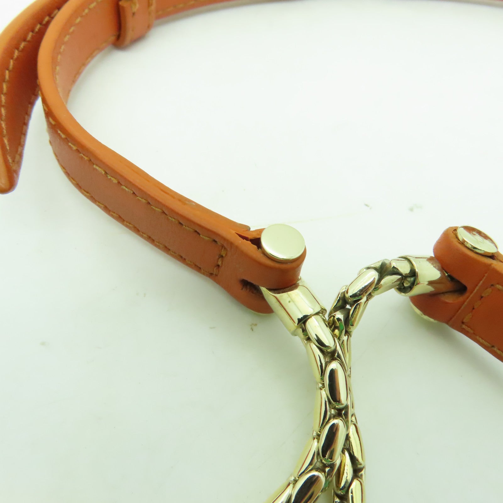 BVLGARI 【清倉大減價】牛皮皮革Chain Shoulder金扣鏈帶肩背袋橙色