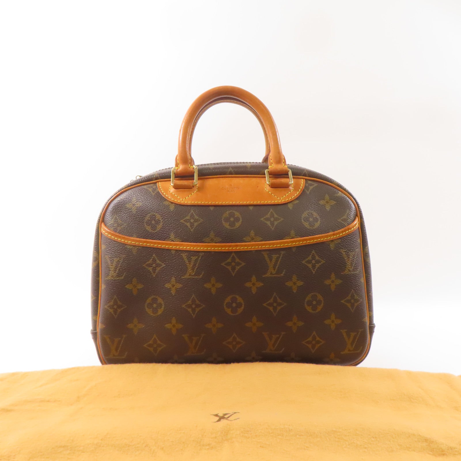 LOUIS VUITTON Monogram Trouville金扣手挽袋棕色