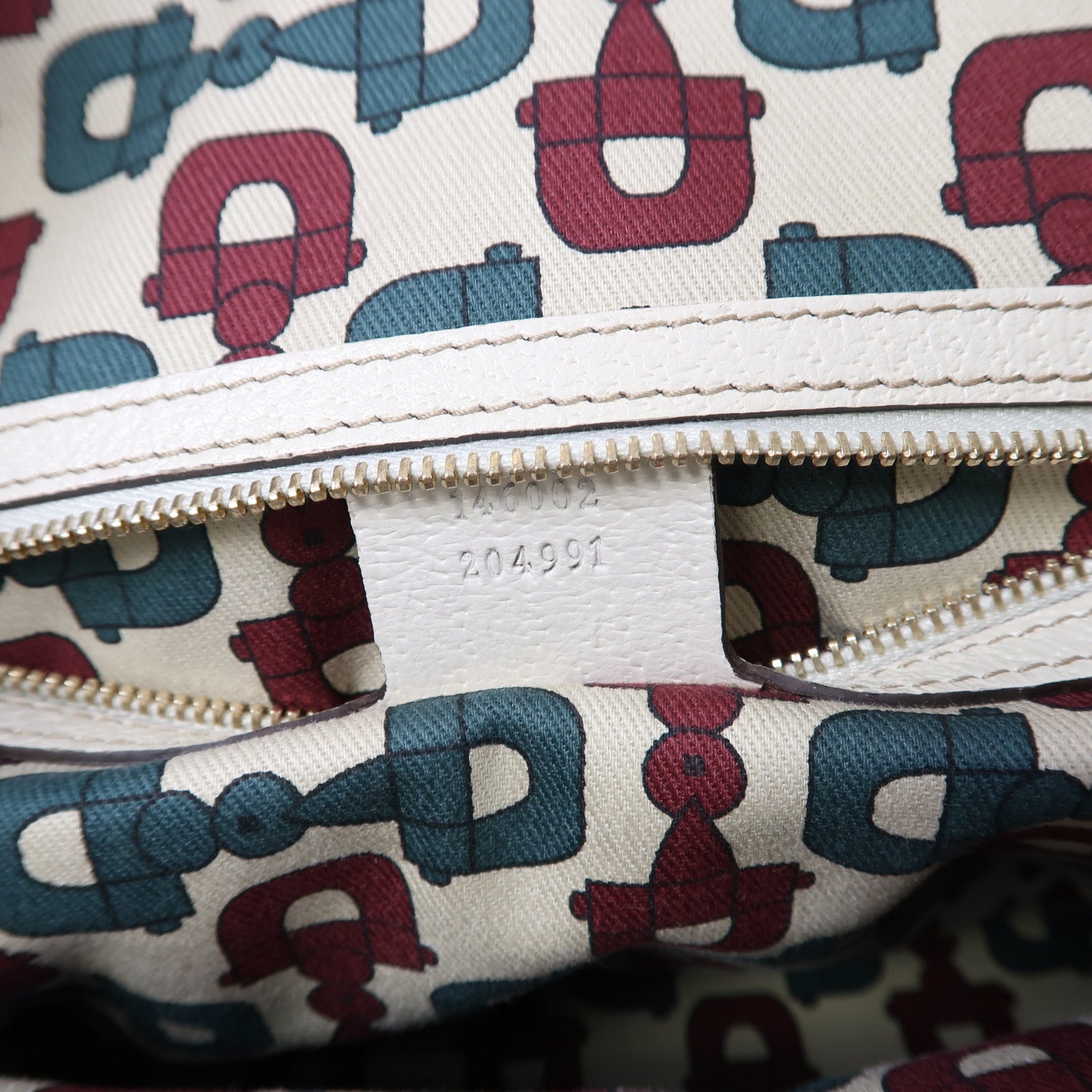 GUCCI 帆布/皮革Hand Bag金扣手挽袋啡色/白色