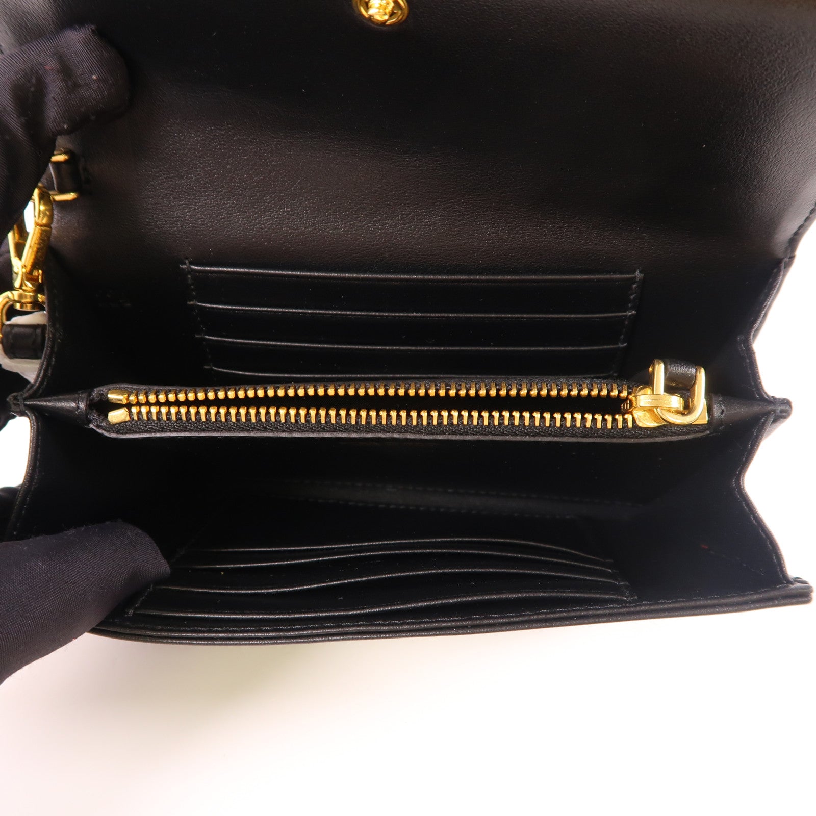 PRADA 尼龍/皮革Wallet金扣錢包