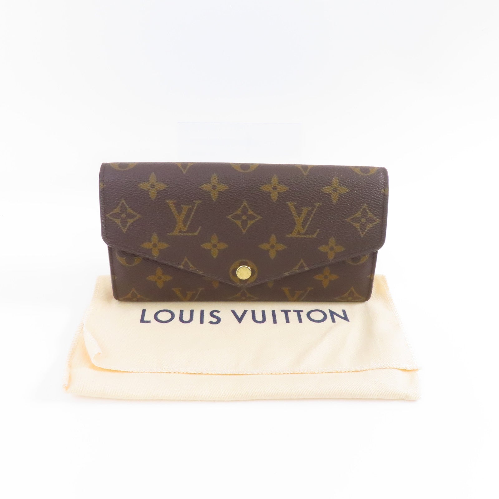 LOUIS VUITTON Monogram Sarah Wallet金扣長錢包啡色