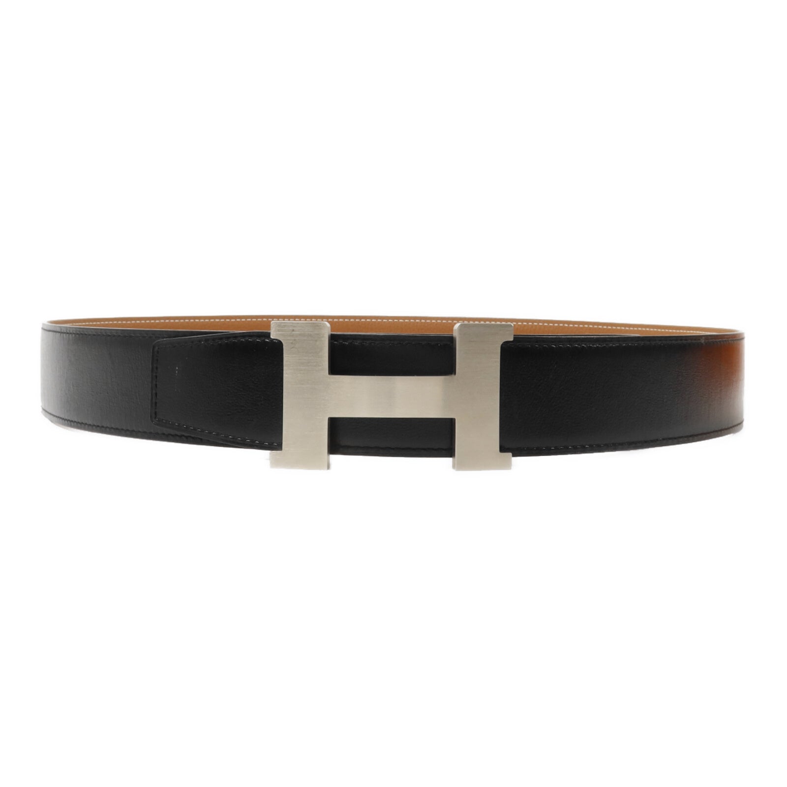 HERMES Clemence皮革H Belt皮帶Noir/Brown