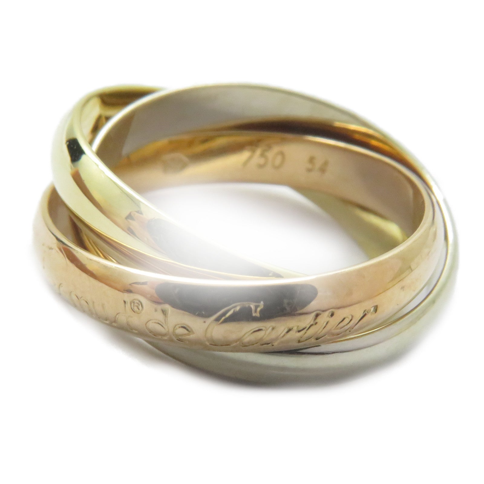 CARTIER 18K黃金/白金/玫瑰金Trinity戒指Cartier#54/US#6.75