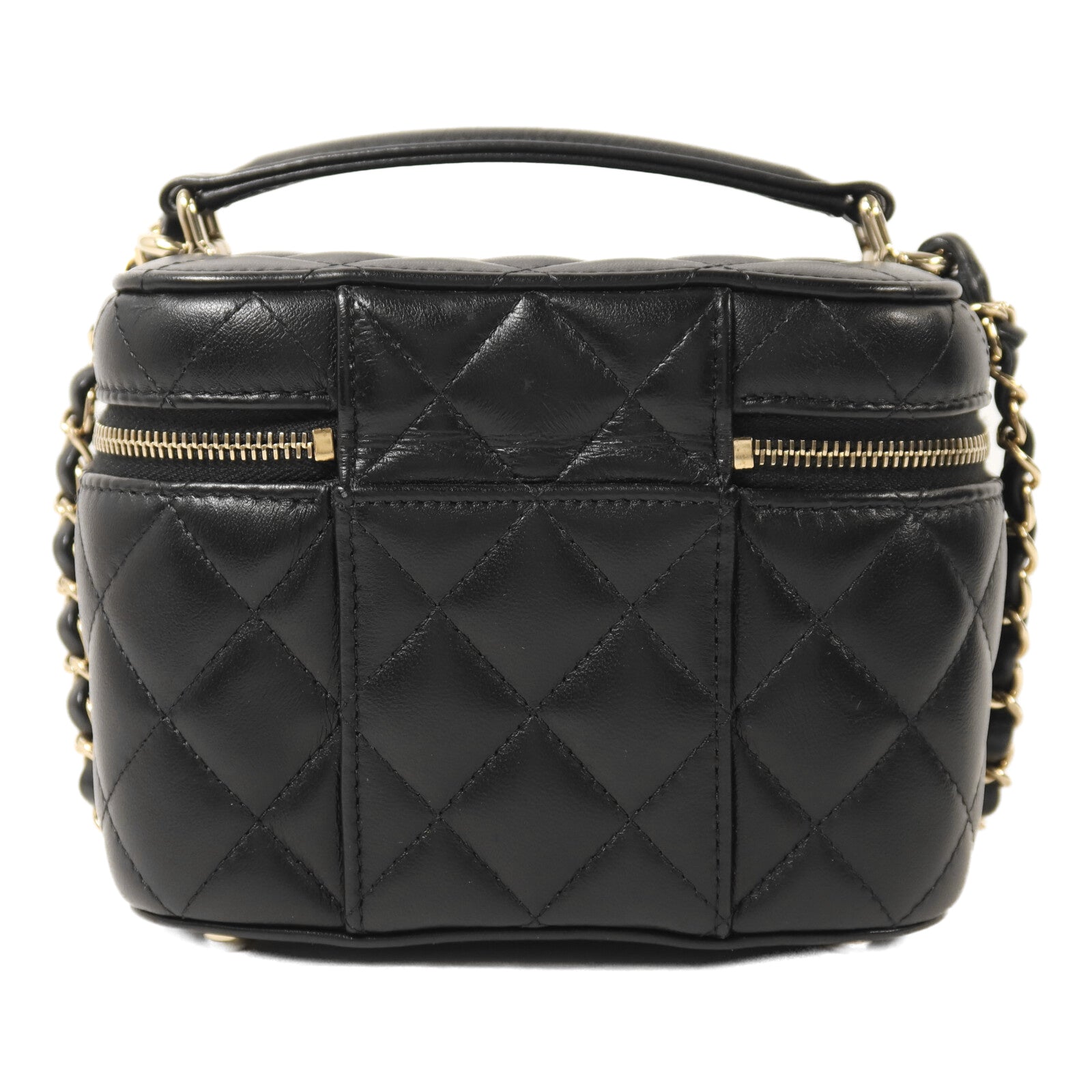 CHANEL 羊皮皮革Vanity Case金扣鏈帶手挽肩背兩用袋