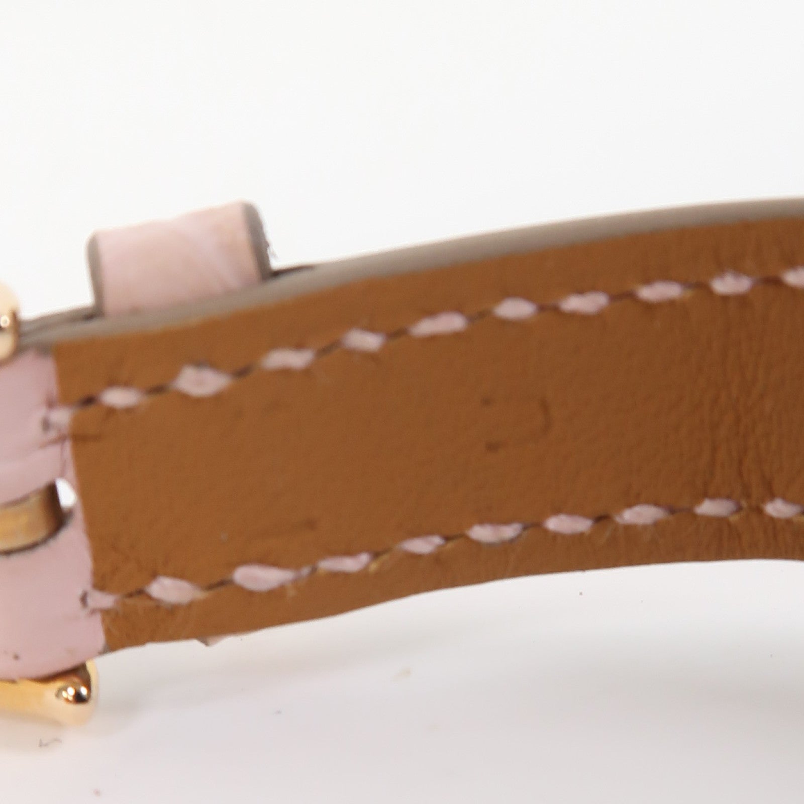 HERMES Heure H Mini Model 21mm不鏽鋼/皮革帶手錶石英機芯粉紅色