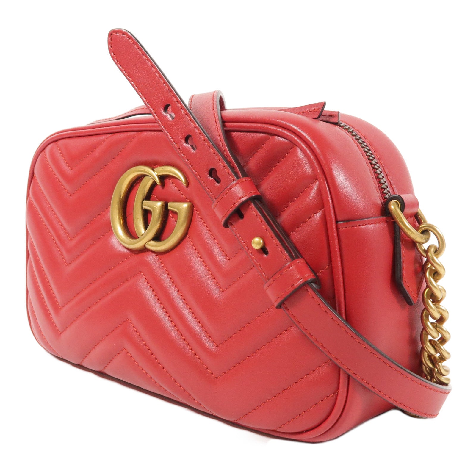 GUCCI 牛皮皮革GG Marmont金扣肩背袋