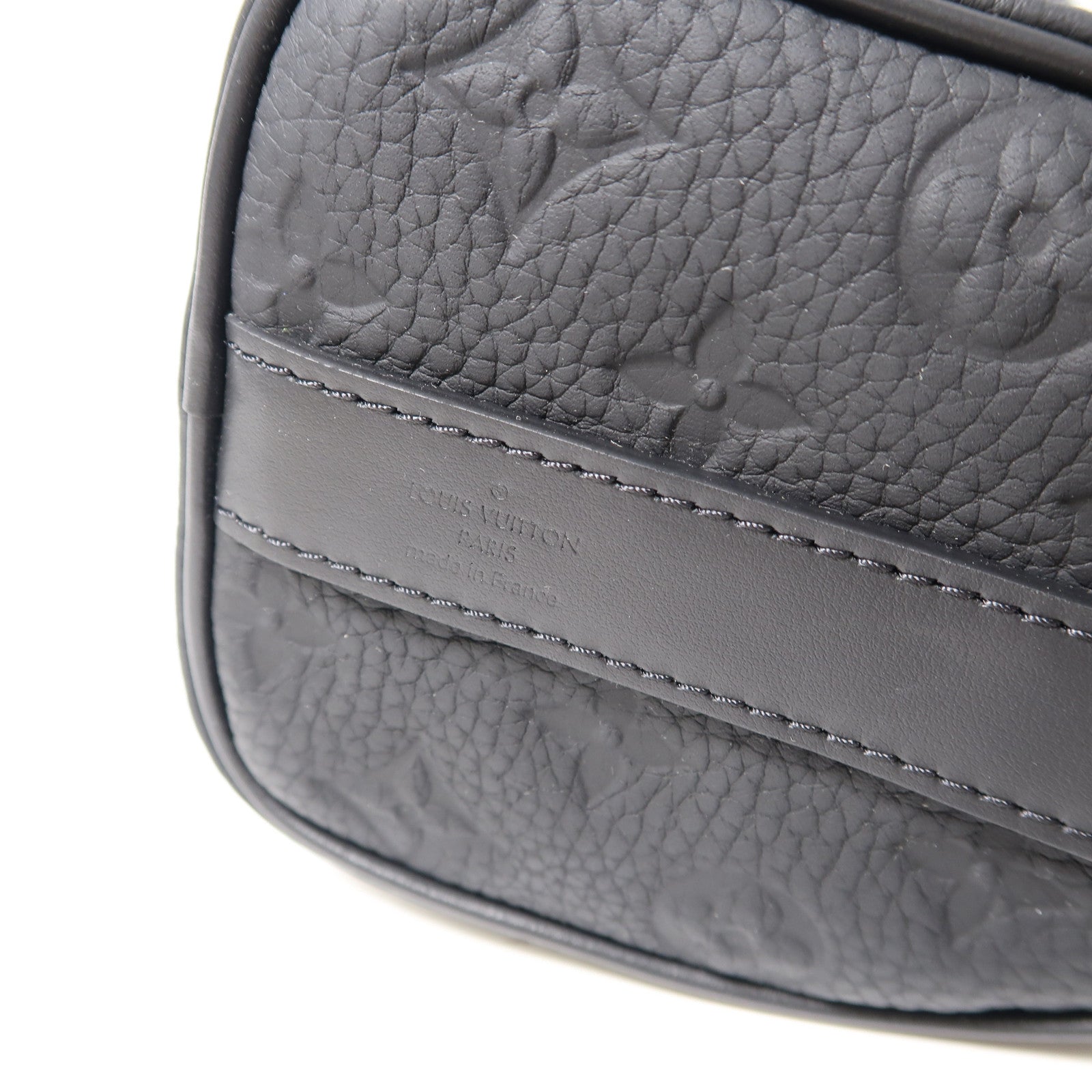 LOUIS VUITTON Monogram Taurillon Leather Keepall Bandoulière 25手挽肩背兩用袋黑色