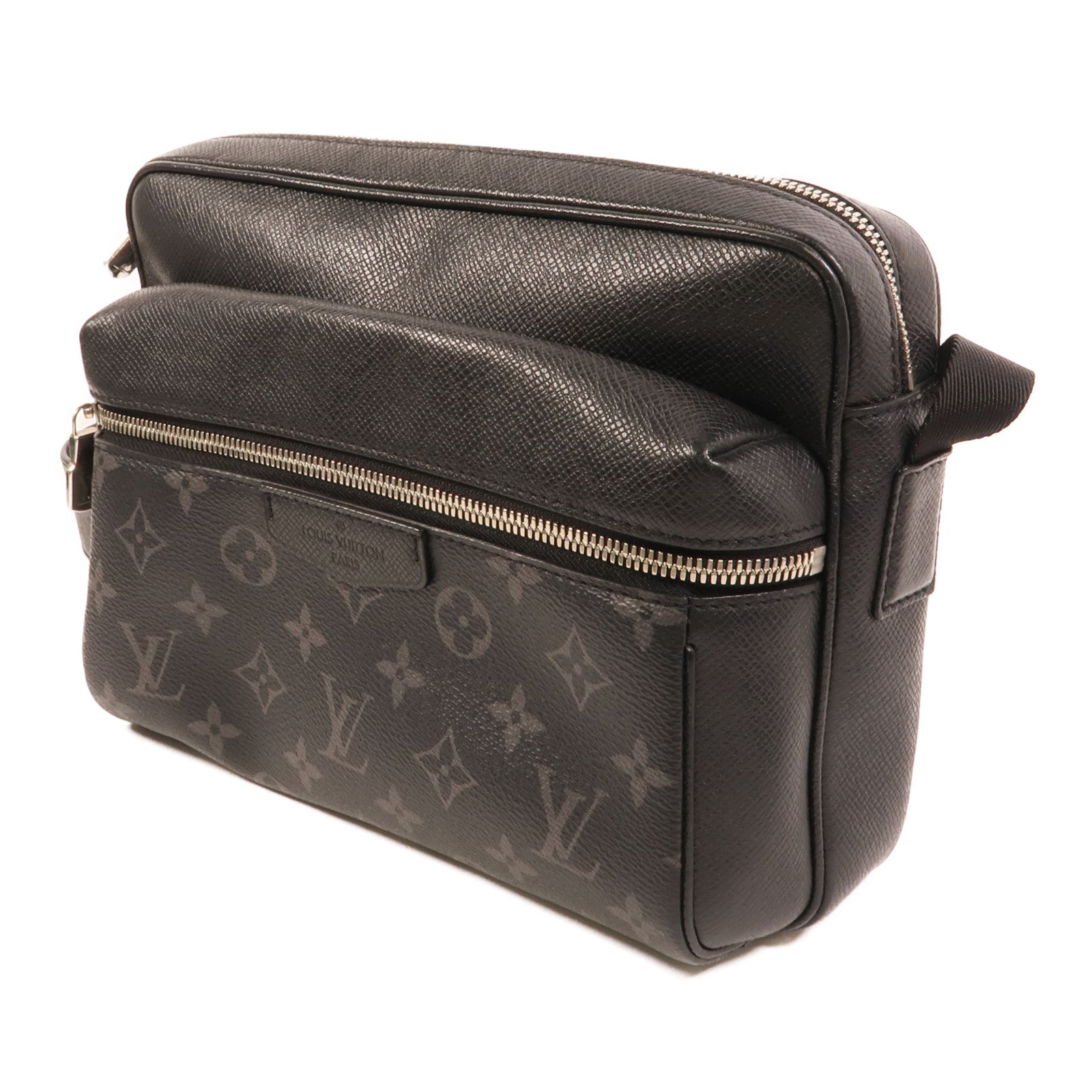 LOUIS VUITTON Monogram Eclipse/Taiga Outdoor Messenger銀扣肩背袋