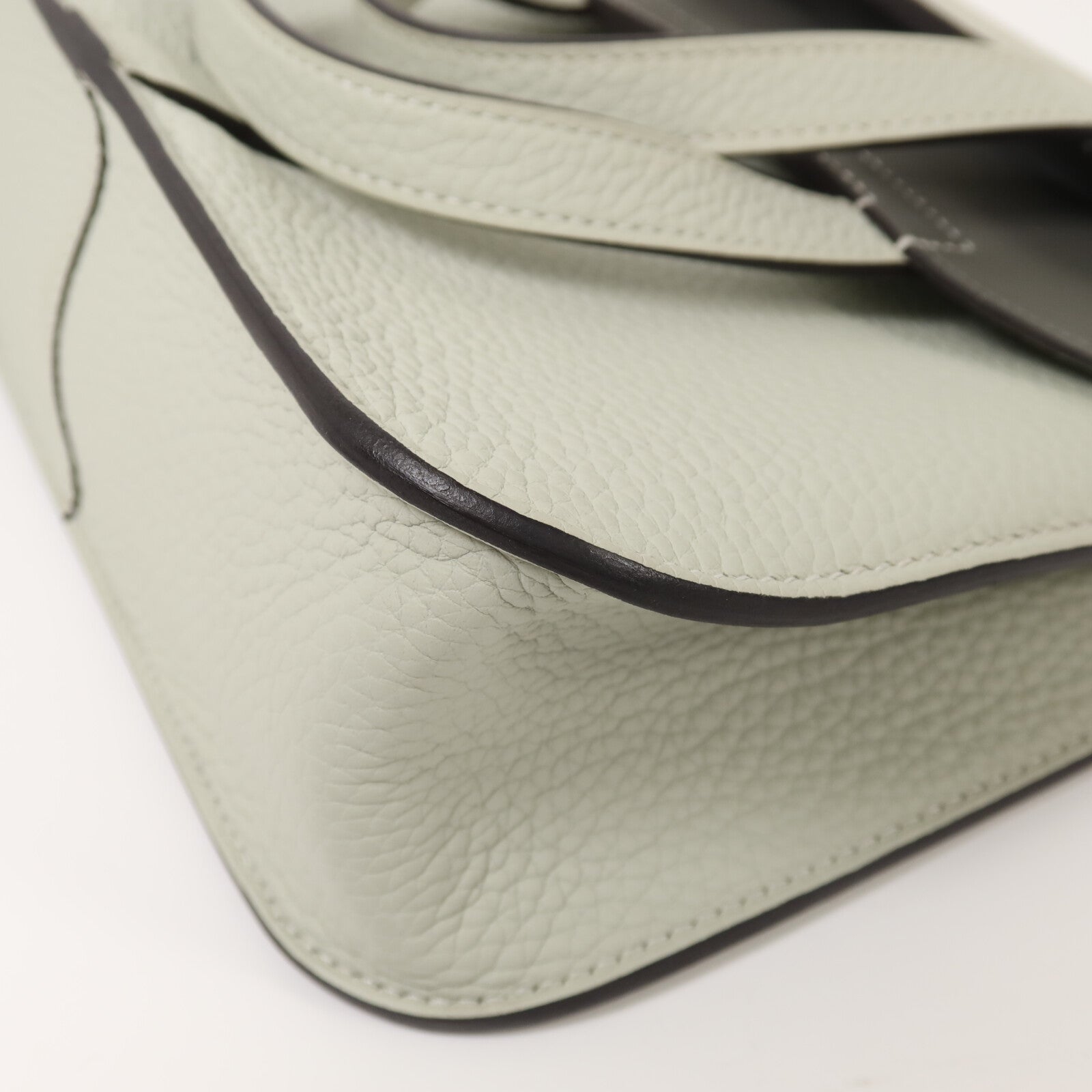 HERMES Clemence皮革Halzan 25金扣手挽肩背兩用袋Gris Neve/Gris Meyer