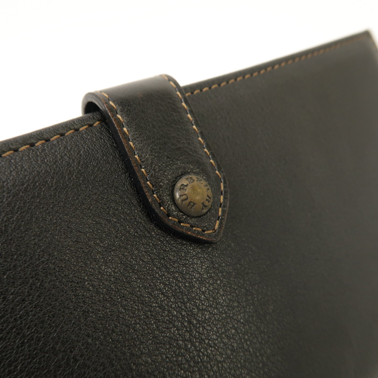 BURBERRY 【激減優惠】牛皮皮革Wallet金扣啪鈕長錢包黑色