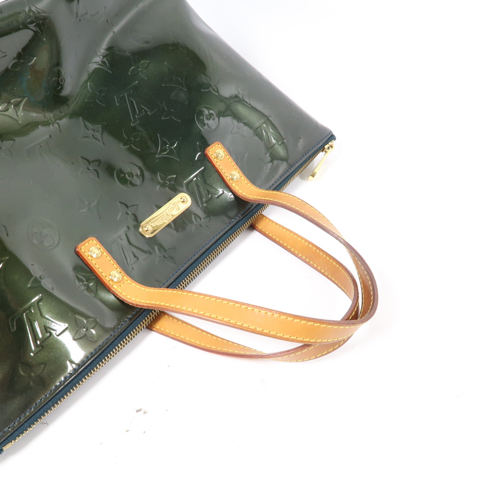 LOUIS VUITTON Vernis Bellevue PM金扣肩背袋綠色