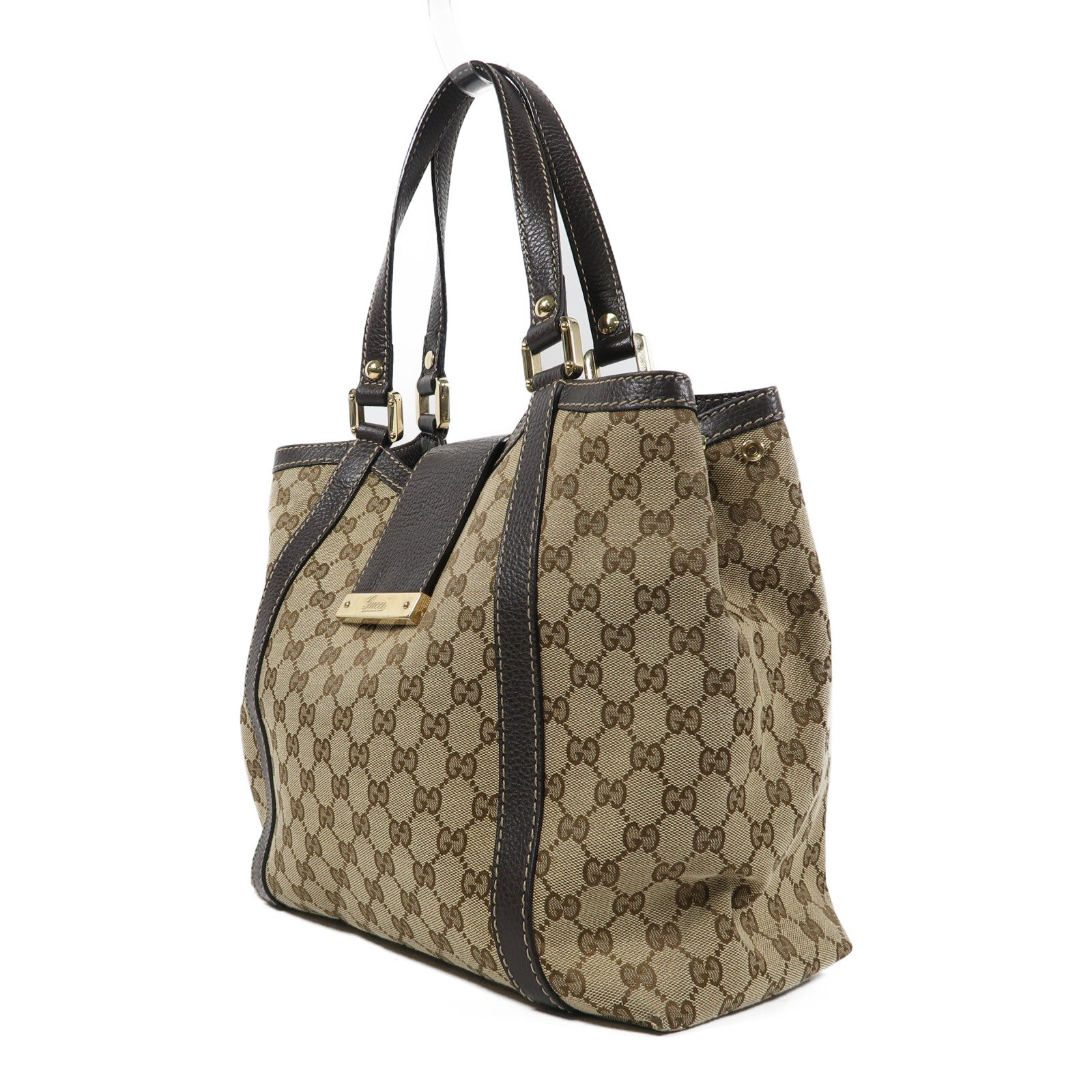 GUCCI 帆布Tote Bag金扣肩背袋啡色