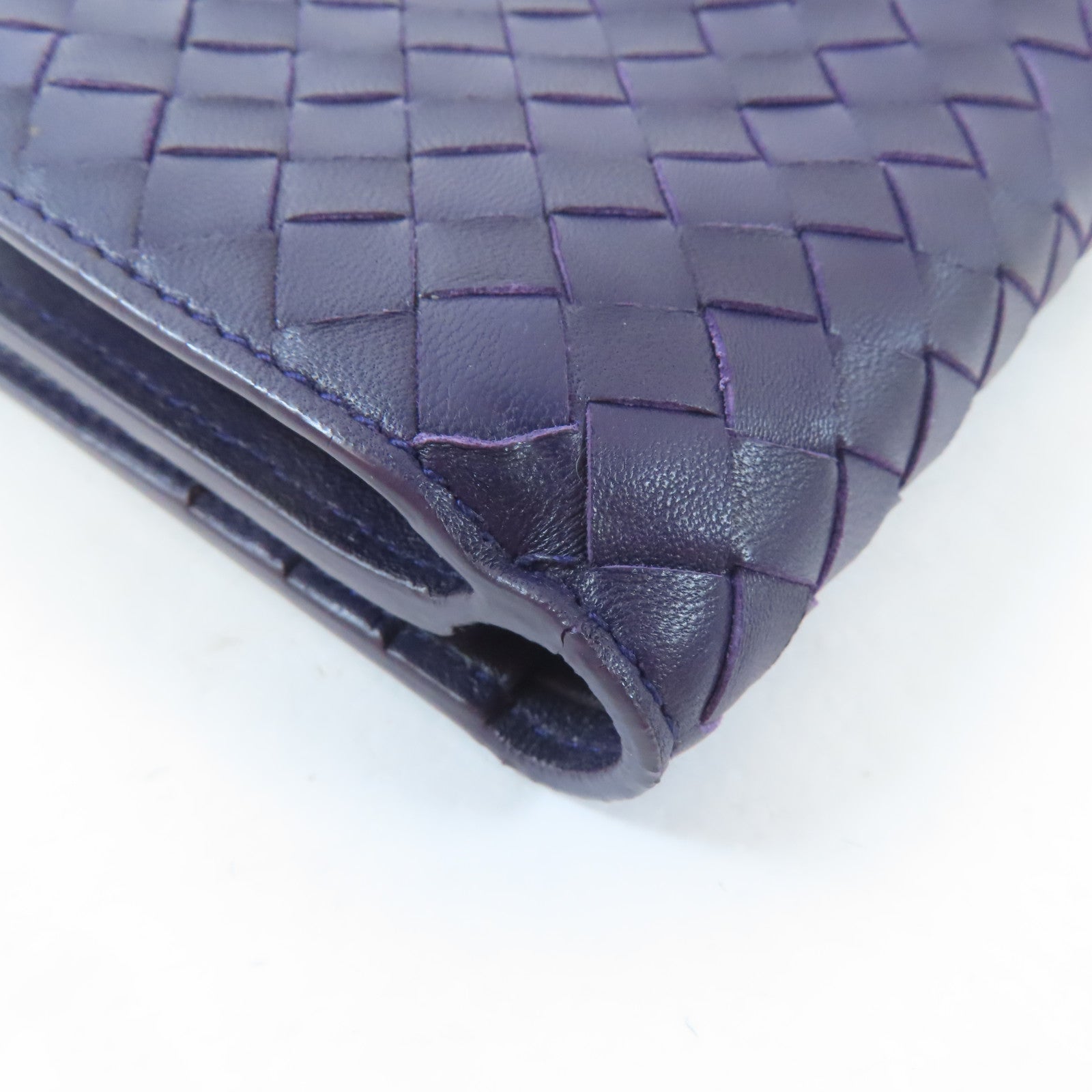 BOTTEGA VENETA 【激減優惠】羊皮皮革Wallet金扣錢包紫色