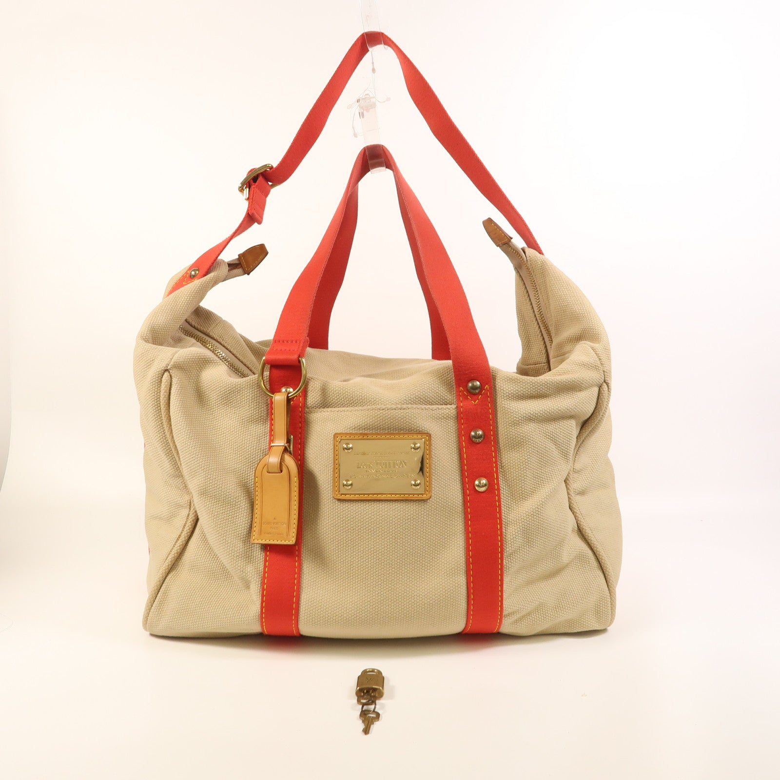 LOUIS VUITTON 帆布Antigua Sac Weekend金扣手挽肩背兩用袋