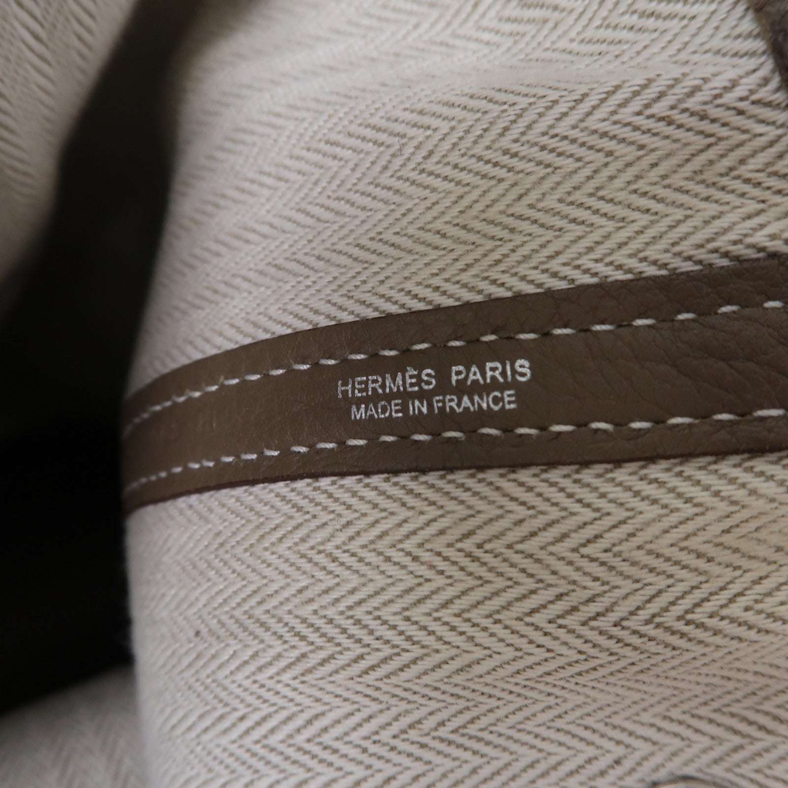 HERMES 【激減優惠】Clemence皮革GardenParty PM銀扣手挽袋大象灰色