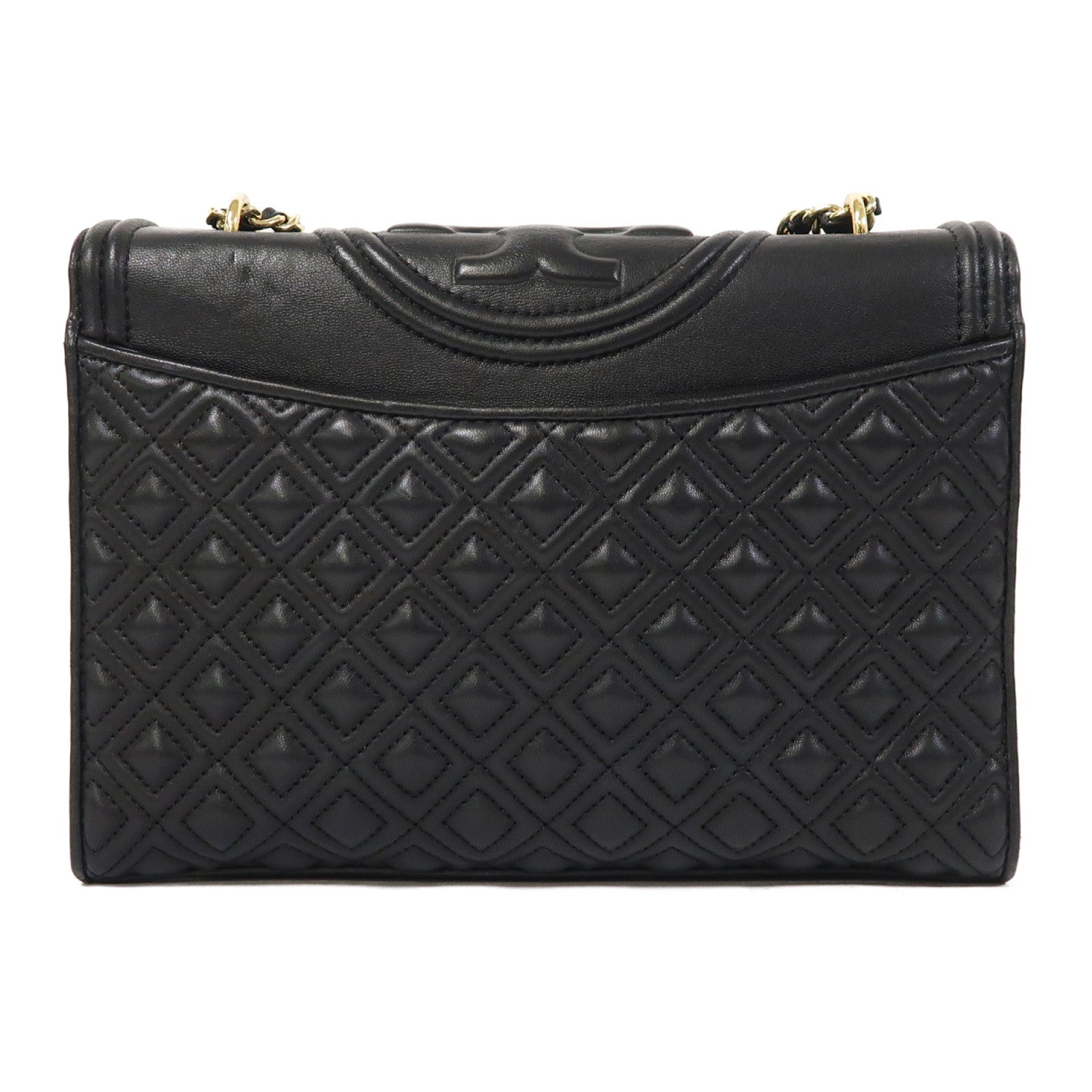 Tory Burch 牛皮皮革Chain Shoulder金扣鏈帶肩背袋黑色