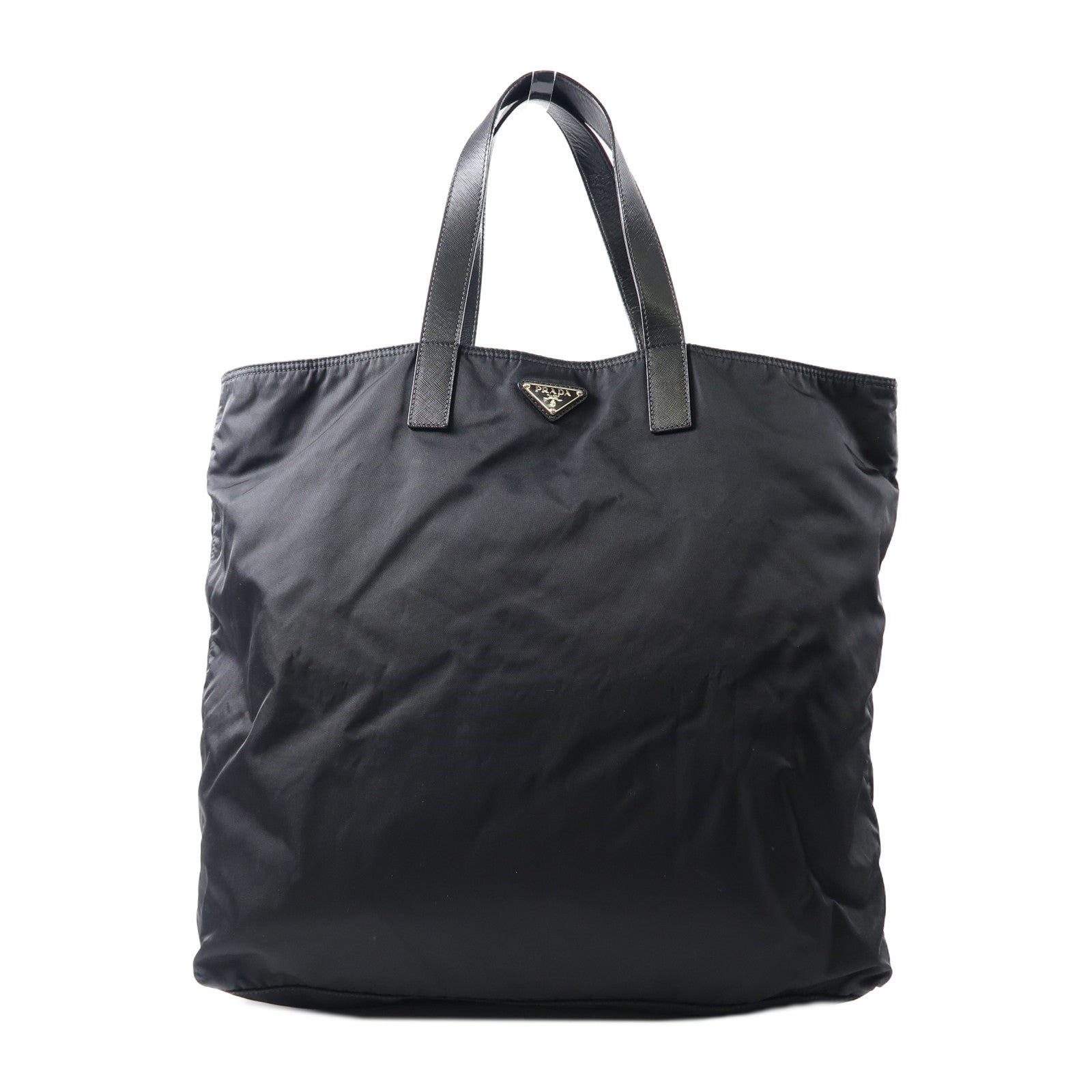 PRADA 尼龍Tote Bag銀扣手挽袋黑色